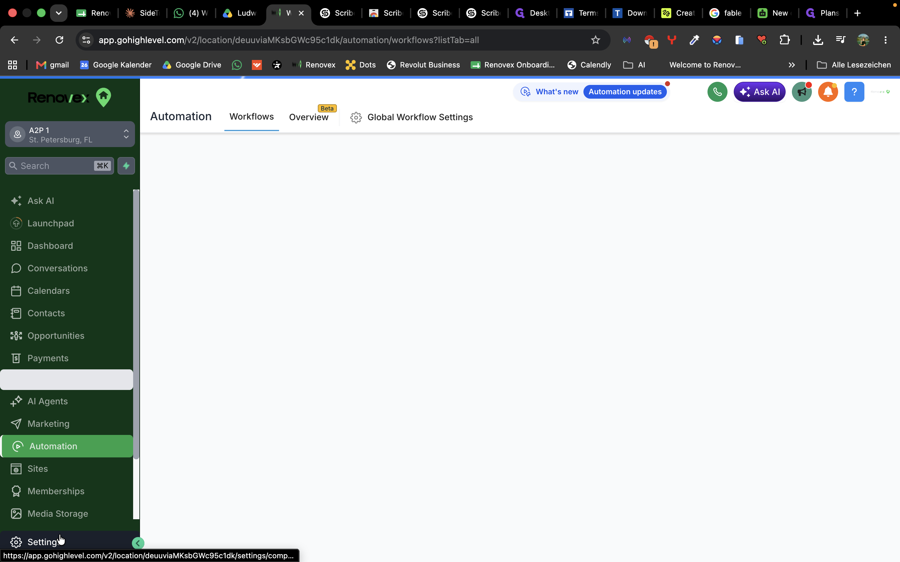 Step #1: Click Settings in the bottom-left corner of the subaccount.