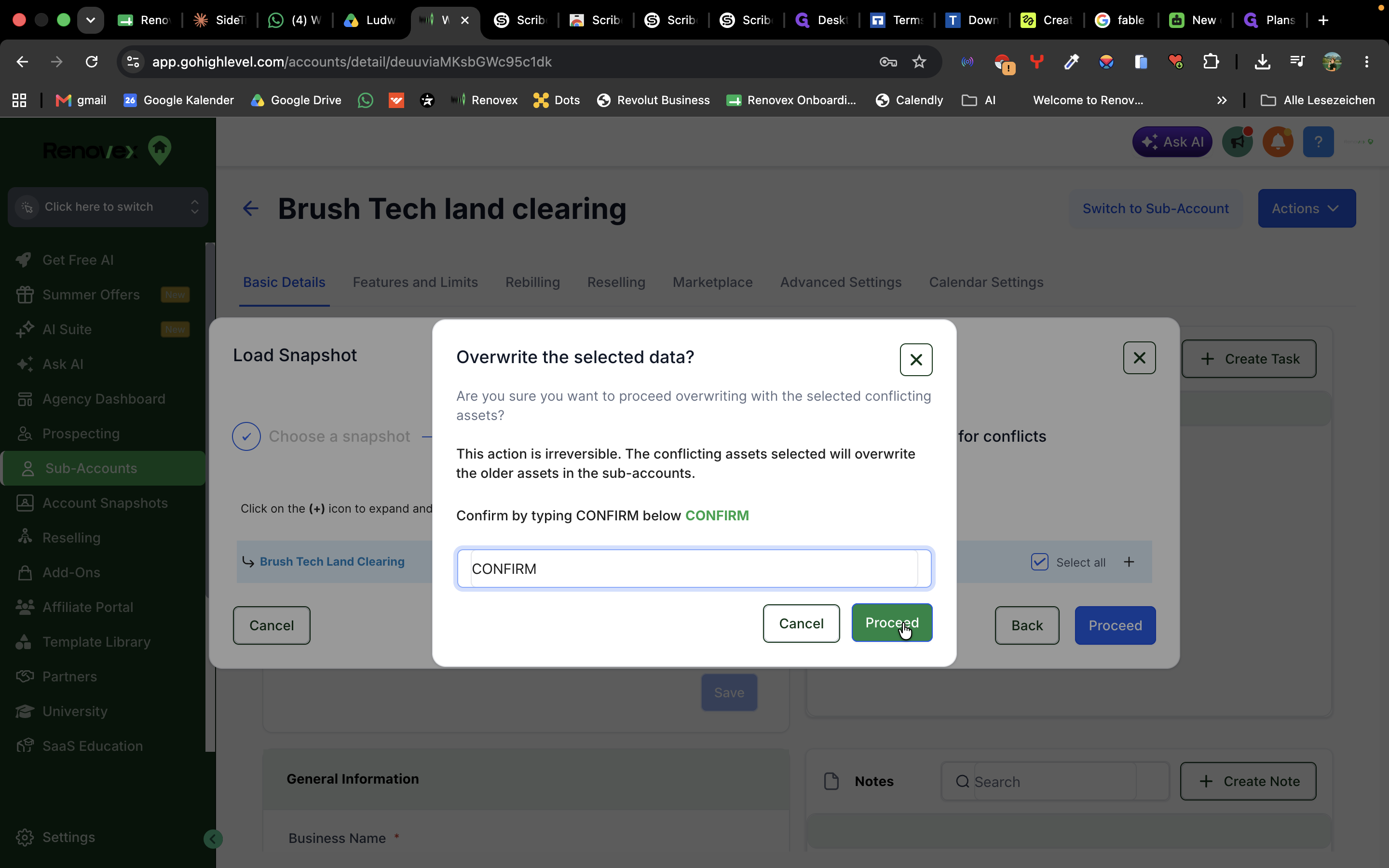 Step #14: Click Proceed to apply the snapshot.