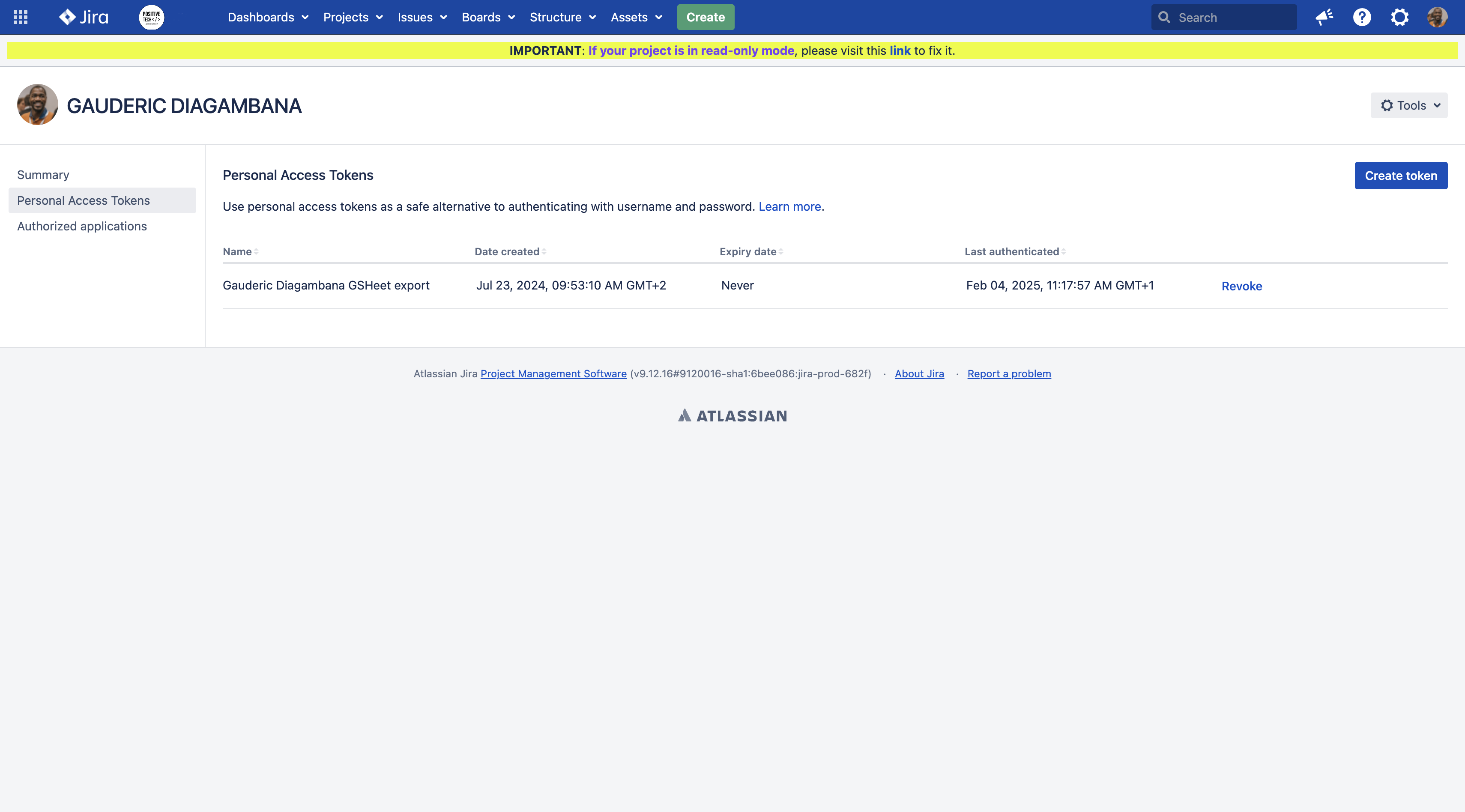 Step #3: Click on "Create token"