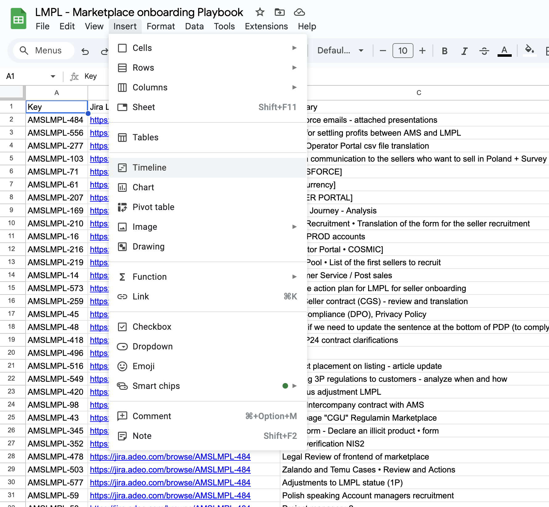 Step #16: Click on "Insert" menu and then "Timeline"