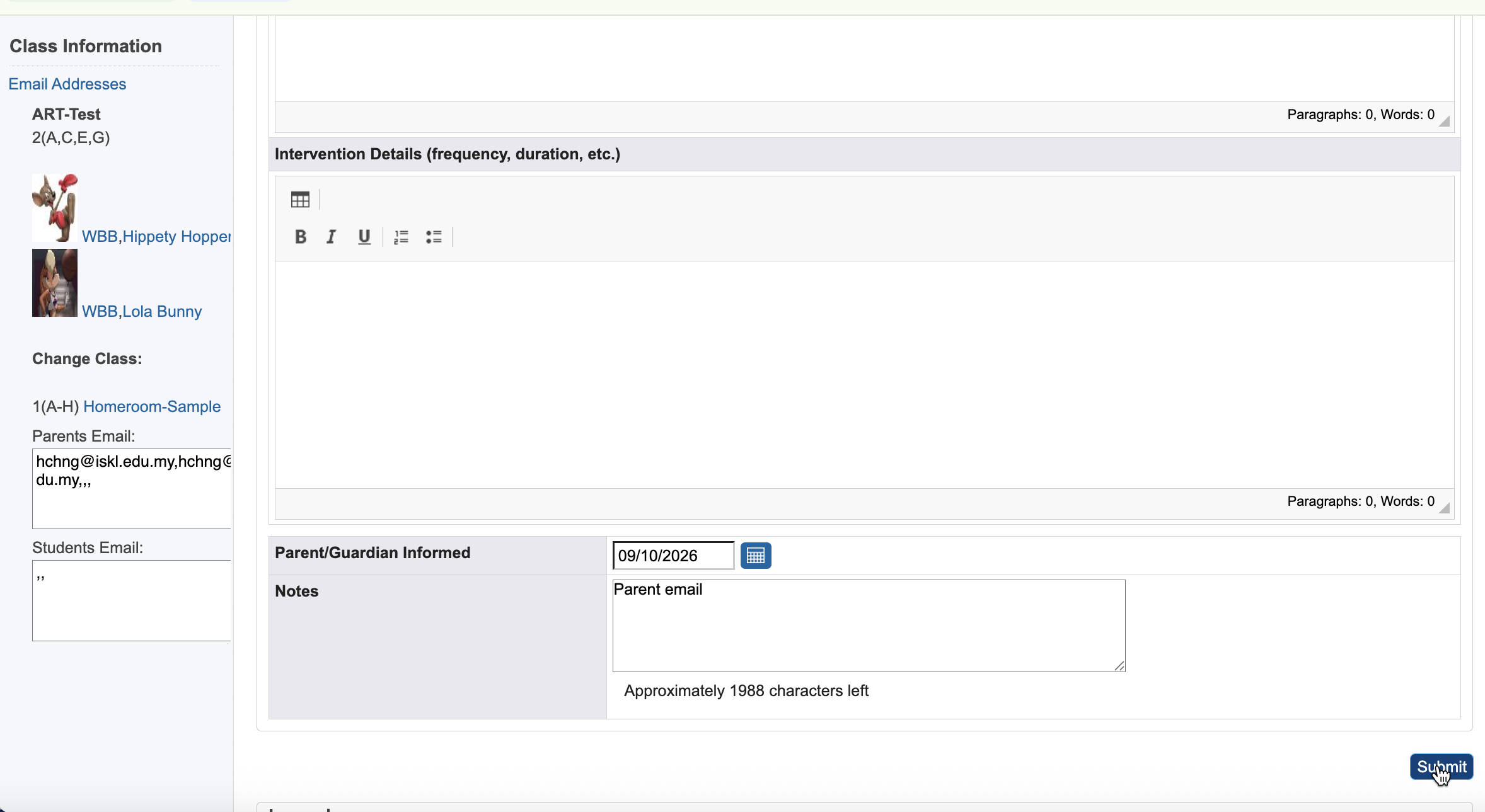 Step #8: Click Submit to save and publish the plan.