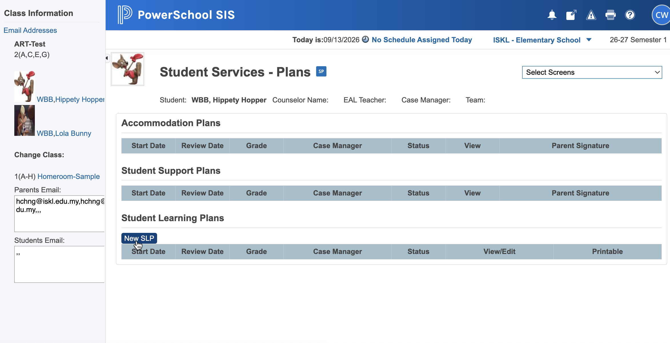 Step #5: Click New SLP to start a new Student Learning Plan.