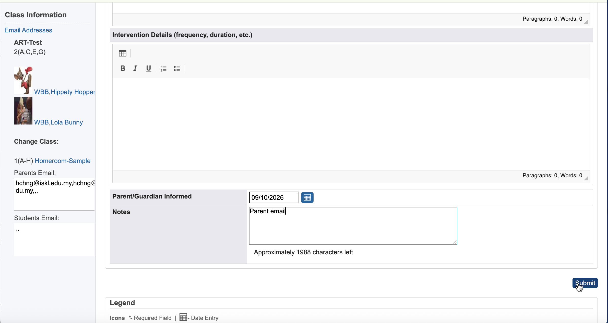 Step #6: Fill out the required fields and click Submit to save the plan details.