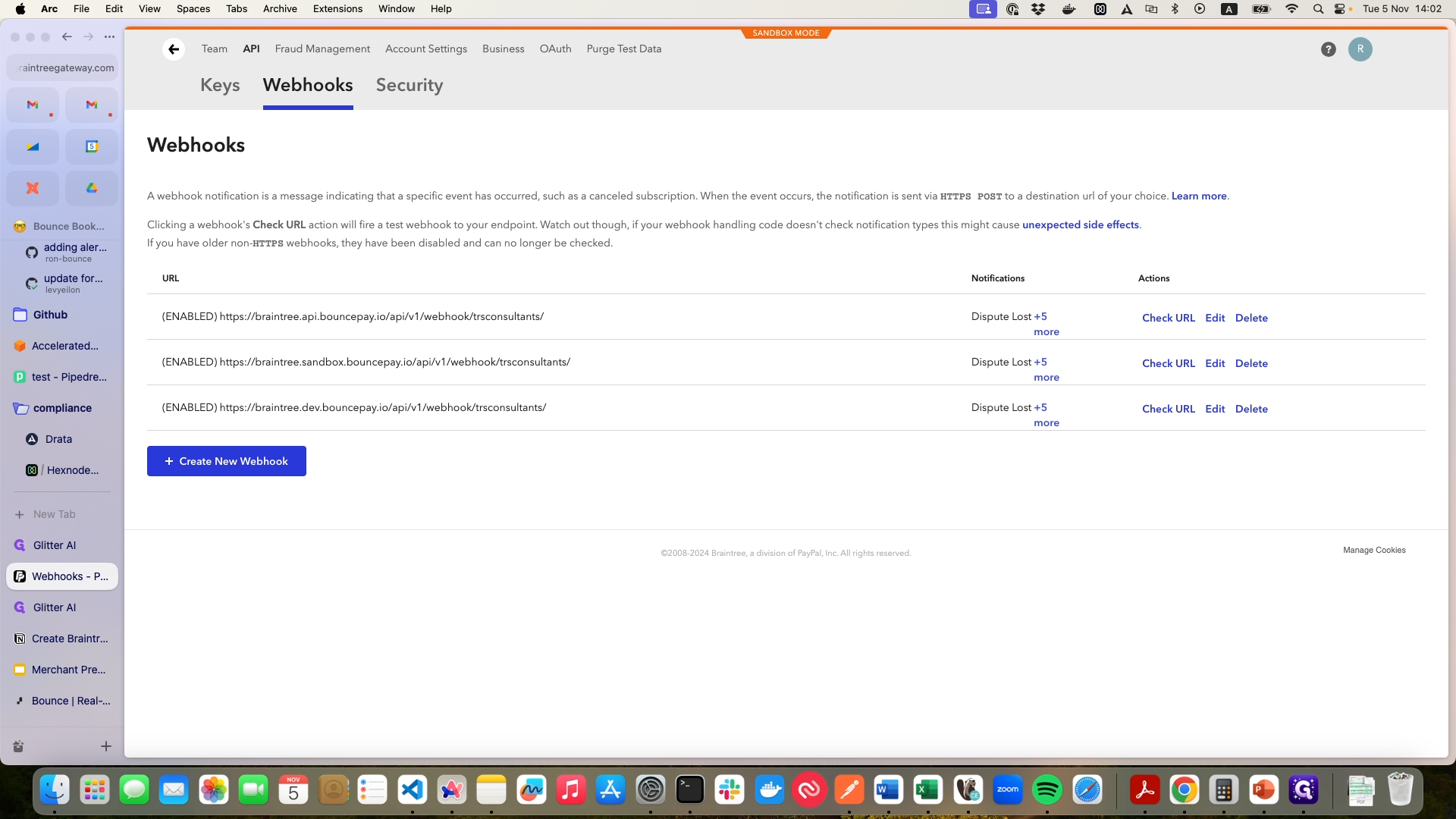 Step #4: Click on "Create New Webhook"