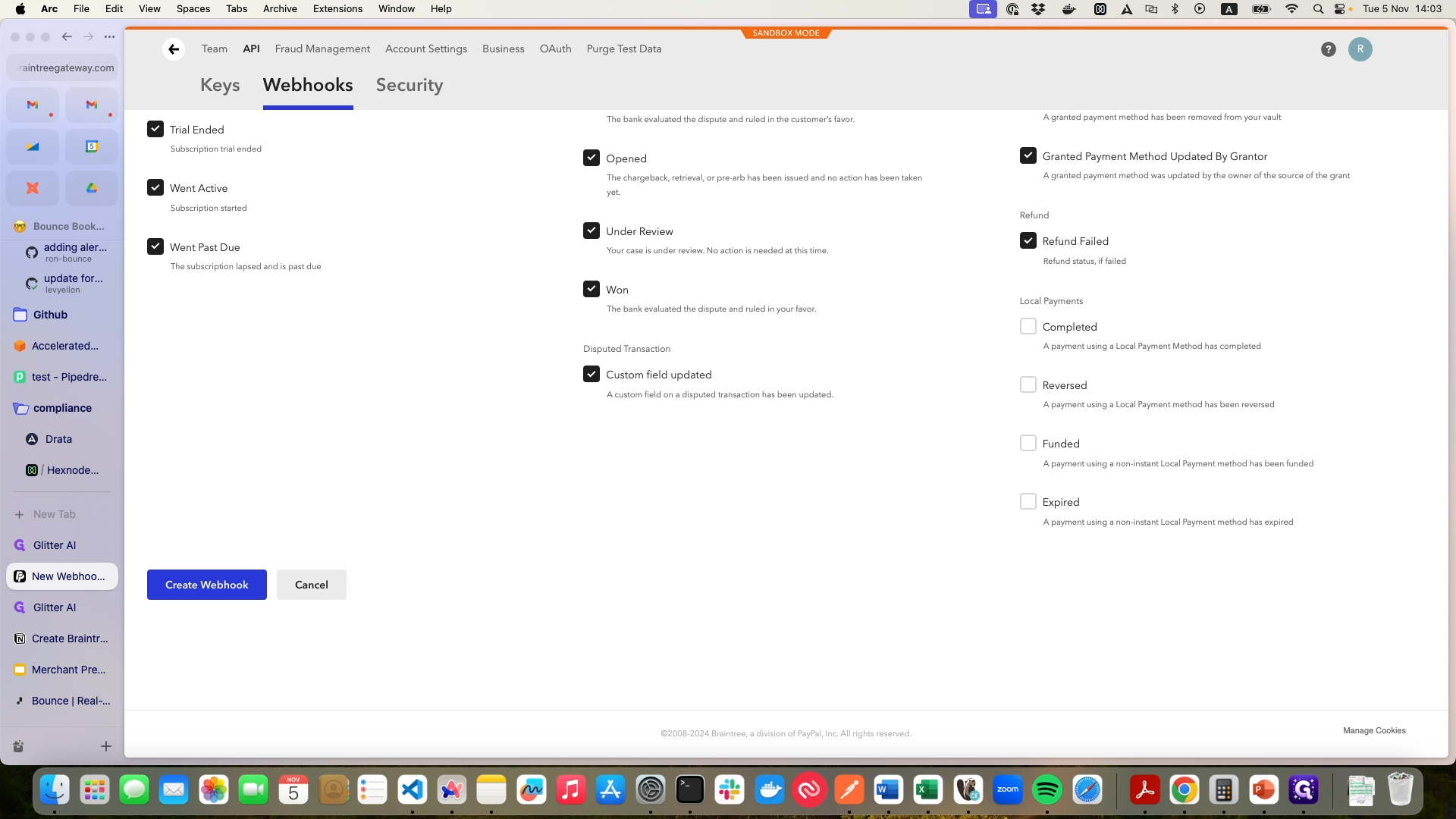 Step #11: Click on "Create Webhook"