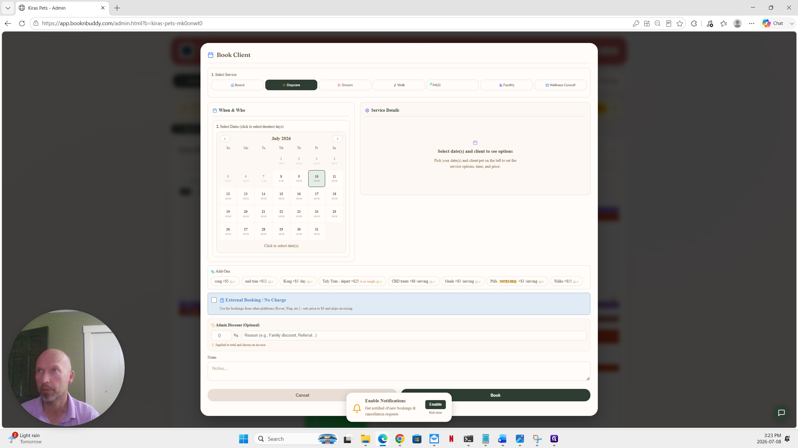 Step #2: Choose the correct date for the reservation on the calendar.