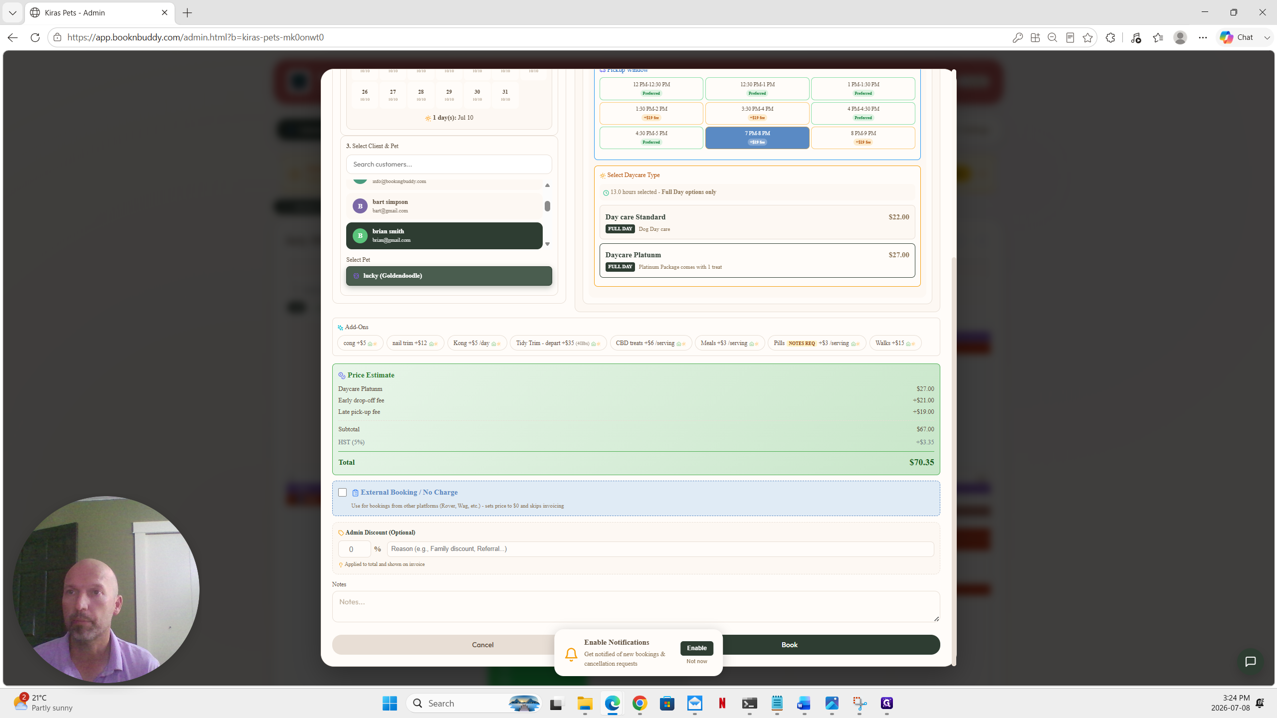 Step #7: Click Book to officially create the reservation.