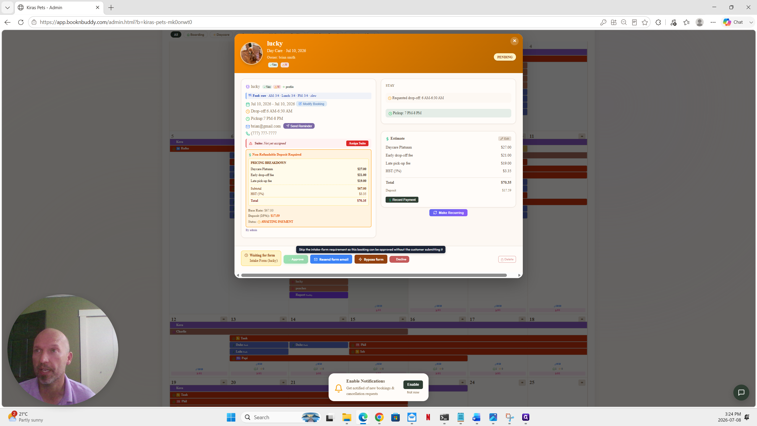 Step #9: If you need to push the booking through anyway, click Bypass form.