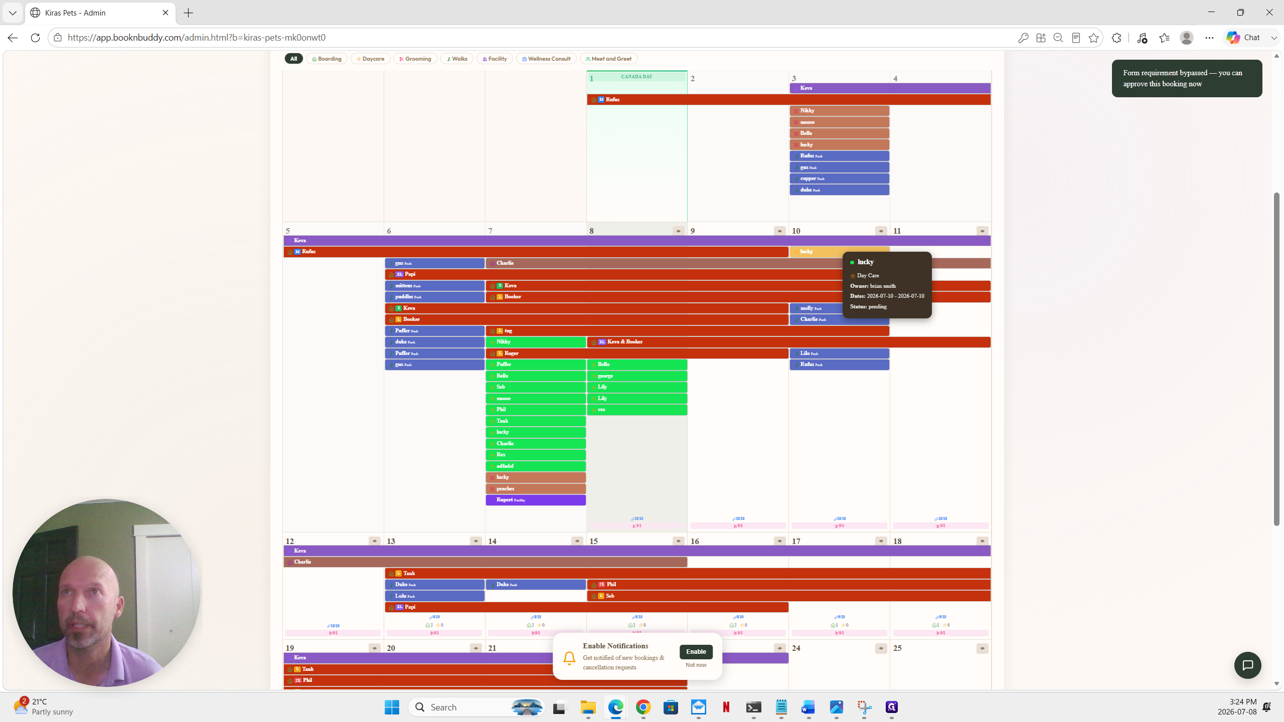 Step #11: Click on the booking block on the calendar again to reopen the management module.