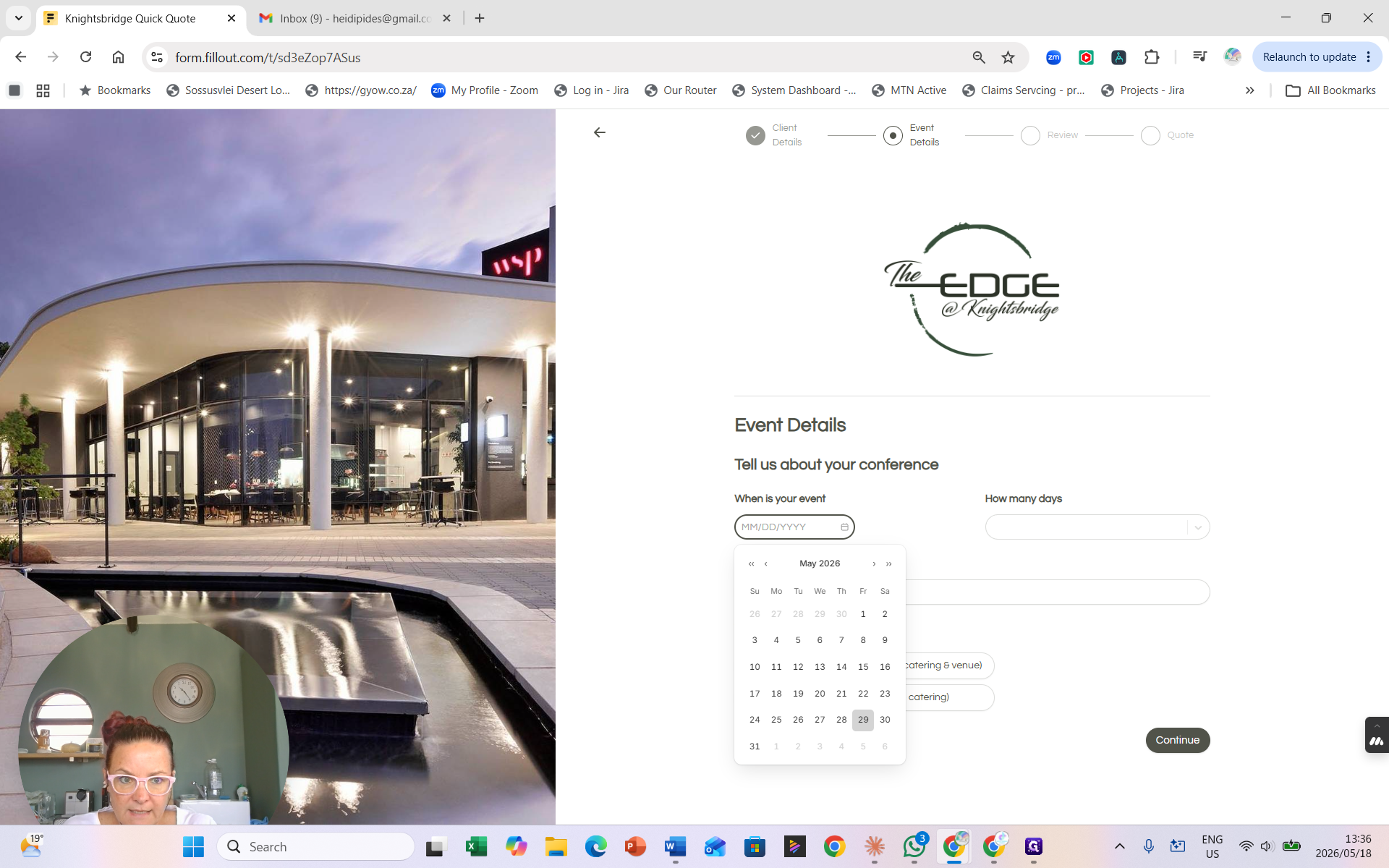 Step #4: Select the desired Event Date from the calendar popup.