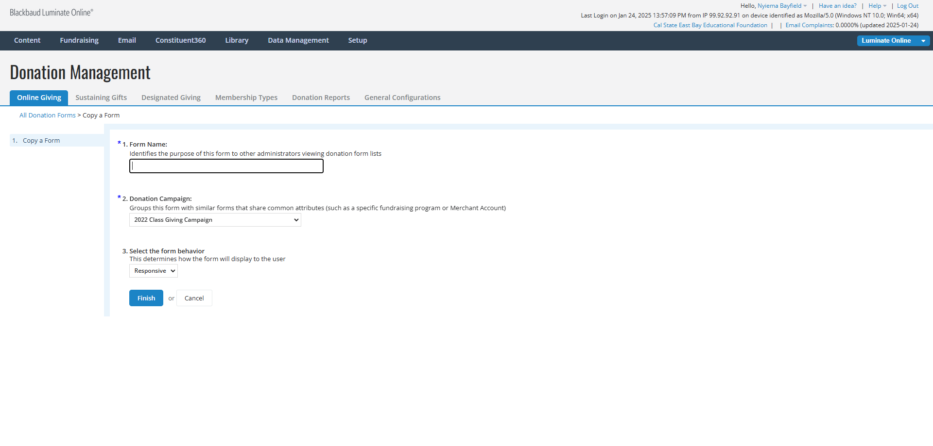 Step #6: Copy the Form Name from Column F of the spreadsheet and paste it into the field shown below.  