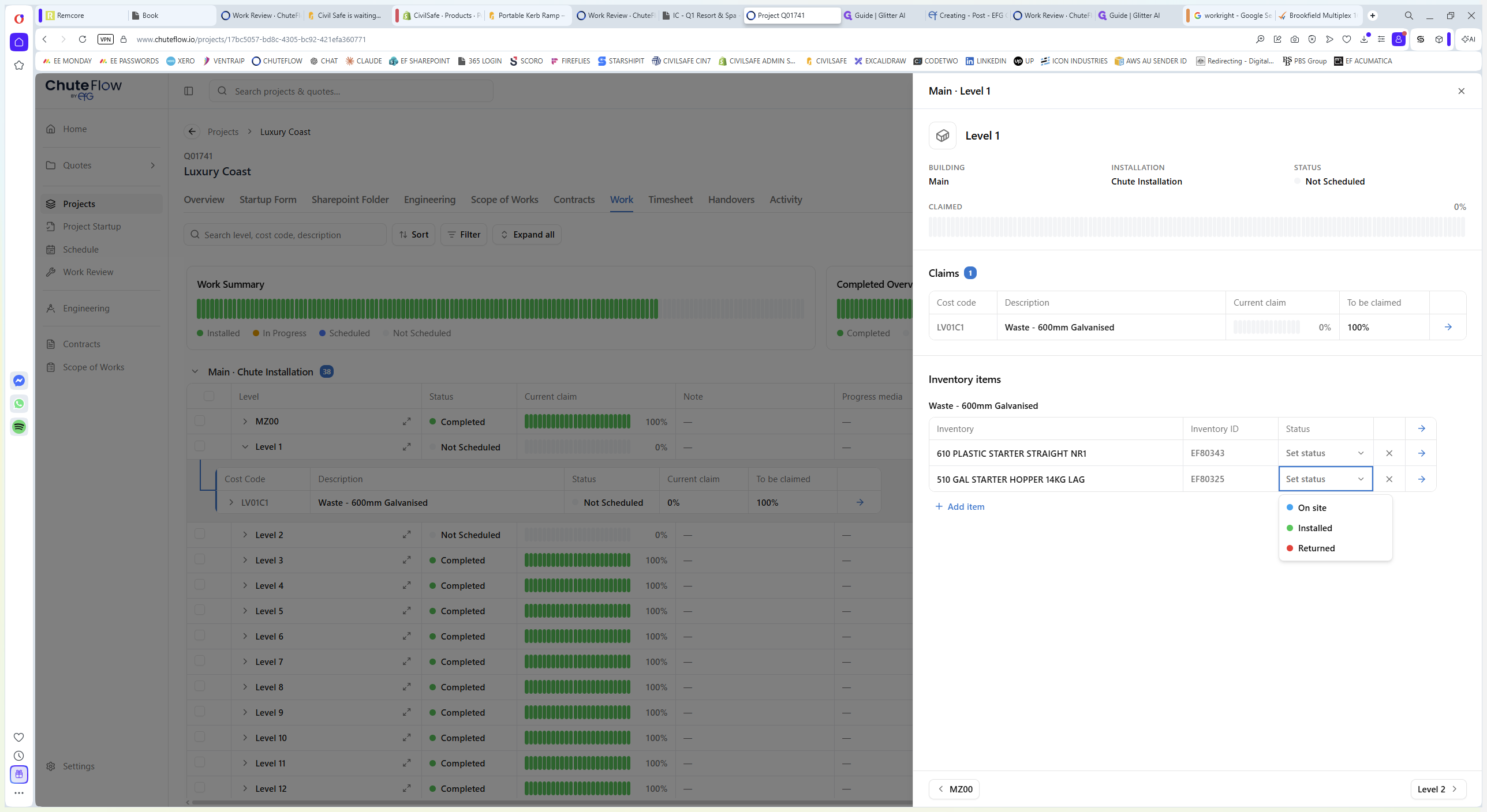 Step #7: Click the Set status dropdown menu next to the newly added item to update its state.