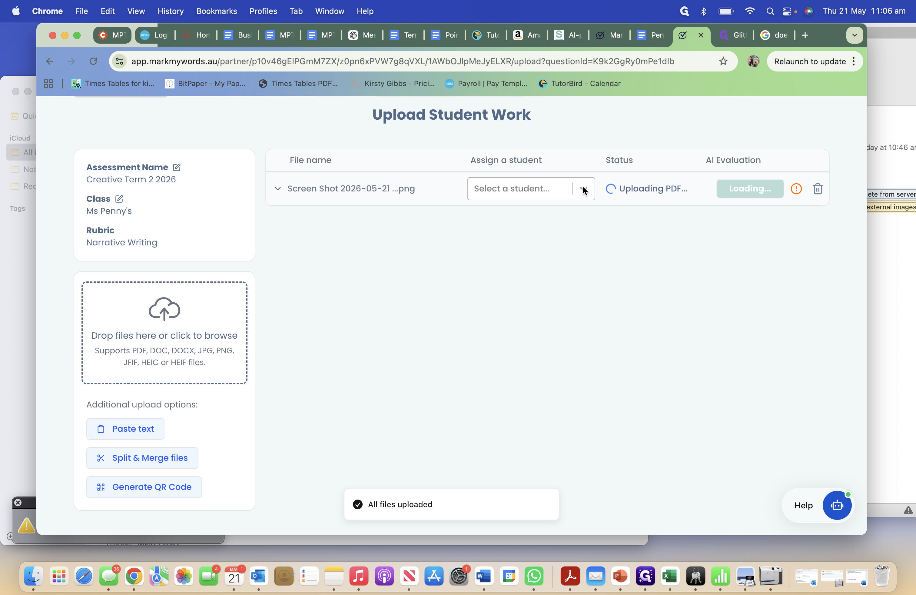Step #5: Click the student selection dropdown next to the uploaded file.