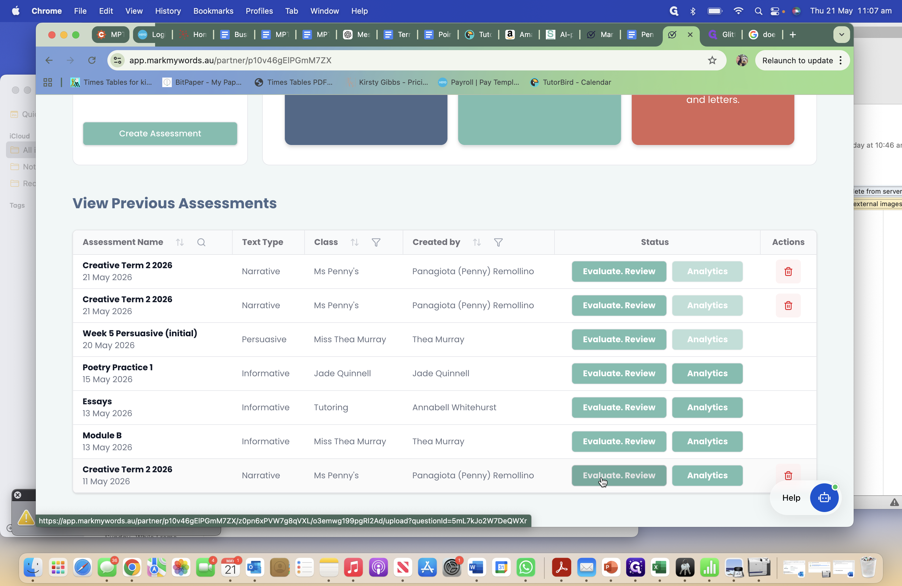 Step #7: From your assessments list, click Evaluate/Review.