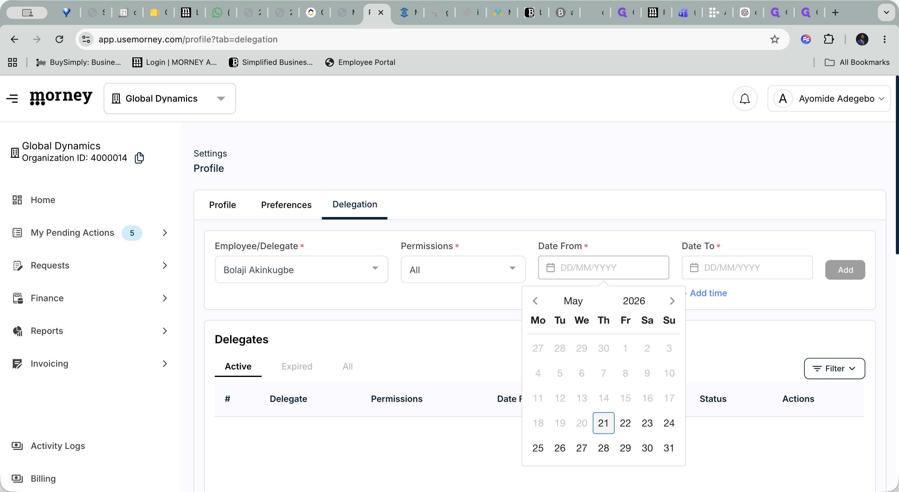 Step #5: Click the Date From field and select the start date from the calendar popup.