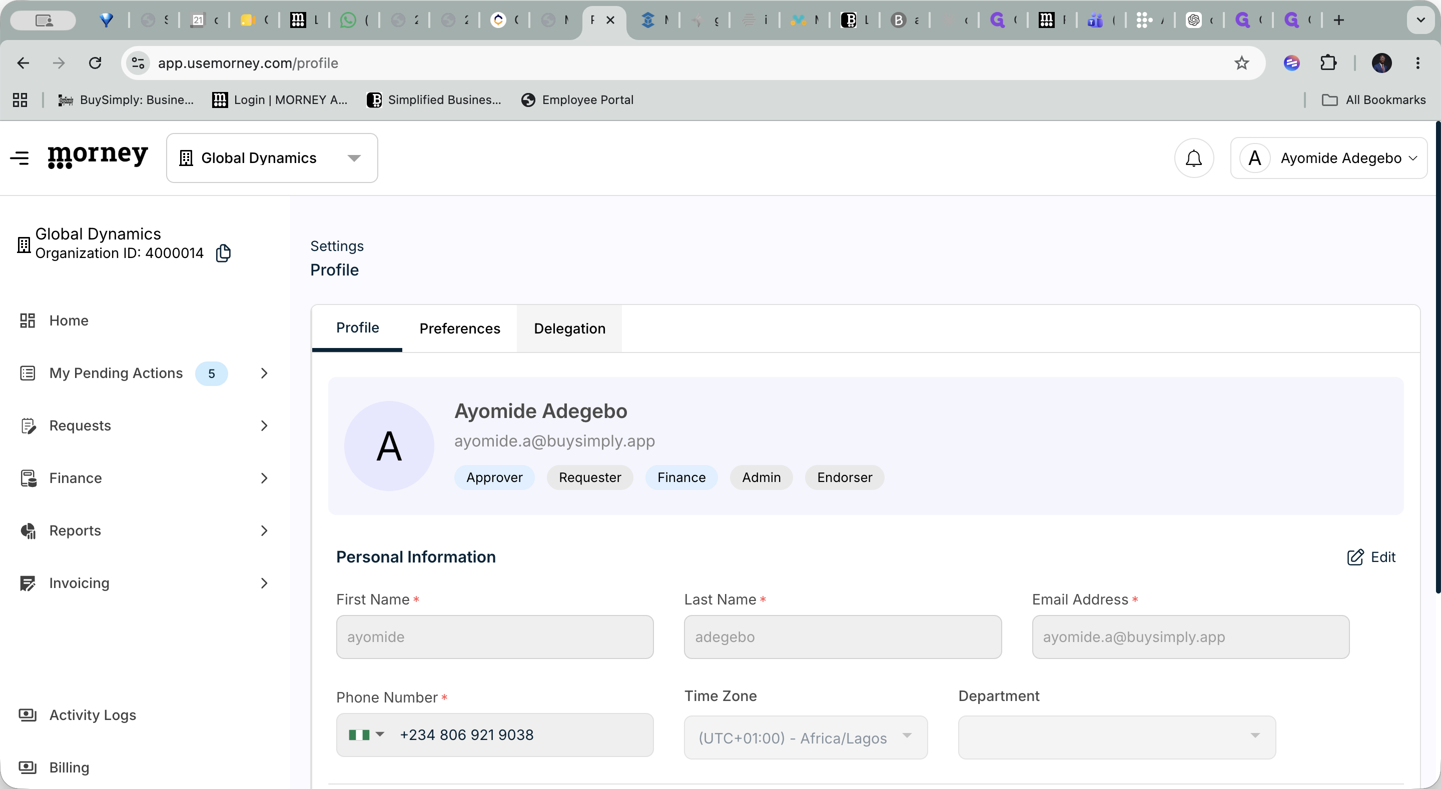 Step #2: Click the Delegation tab to open your delegate management dashboard.