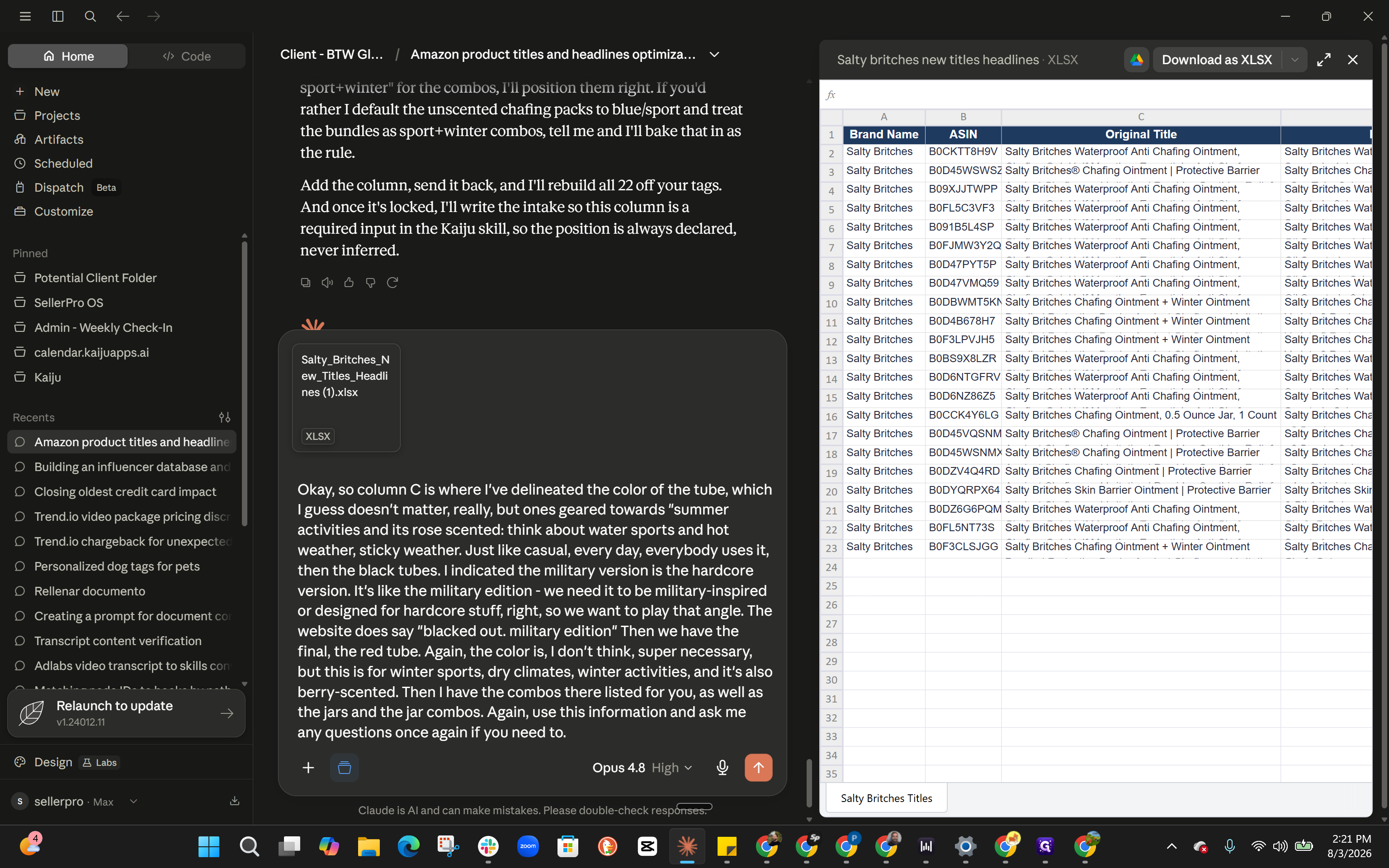 Step #3: Click the download icon to export the chat data back to a spreadsheet.