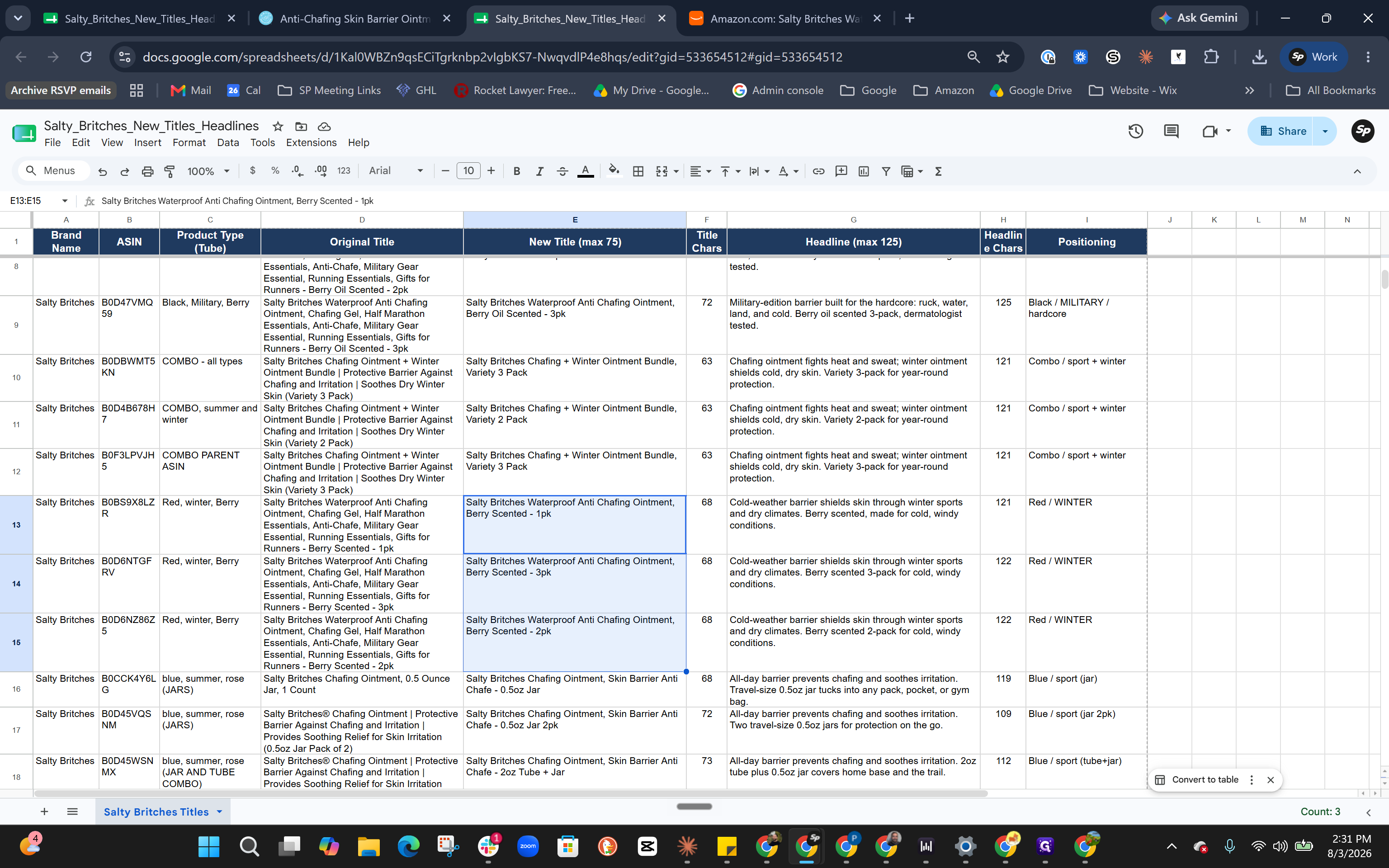 Step #9: Review the Headline column to ensure the marketing copy accurately highlights the appropriate product use case, such as cold-weather protection for winter products.