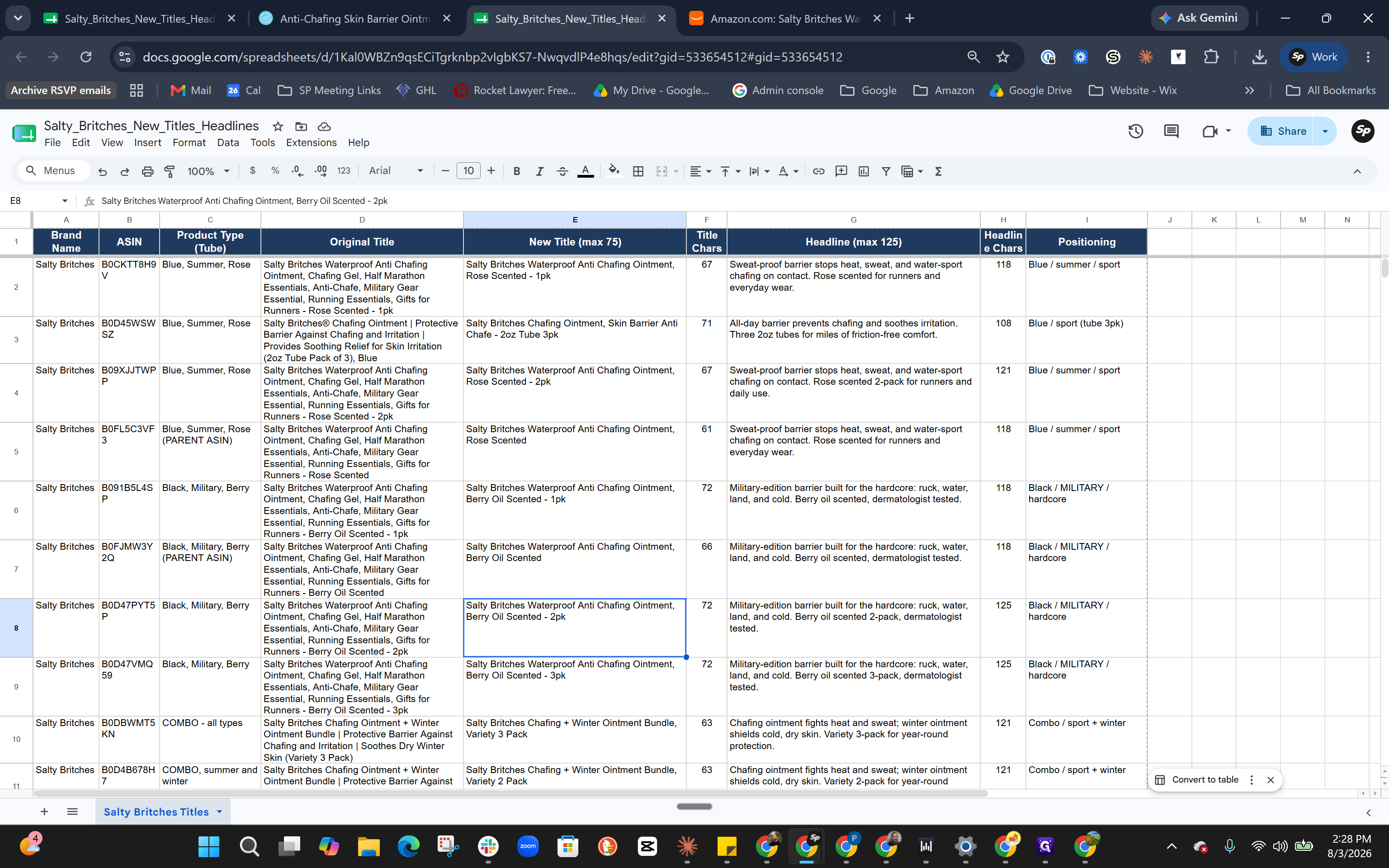 Step #5: Adjust specific titles to remove minor inconsistencies, such as correcting "Berry Oil Scented" to "Berry Scented."
