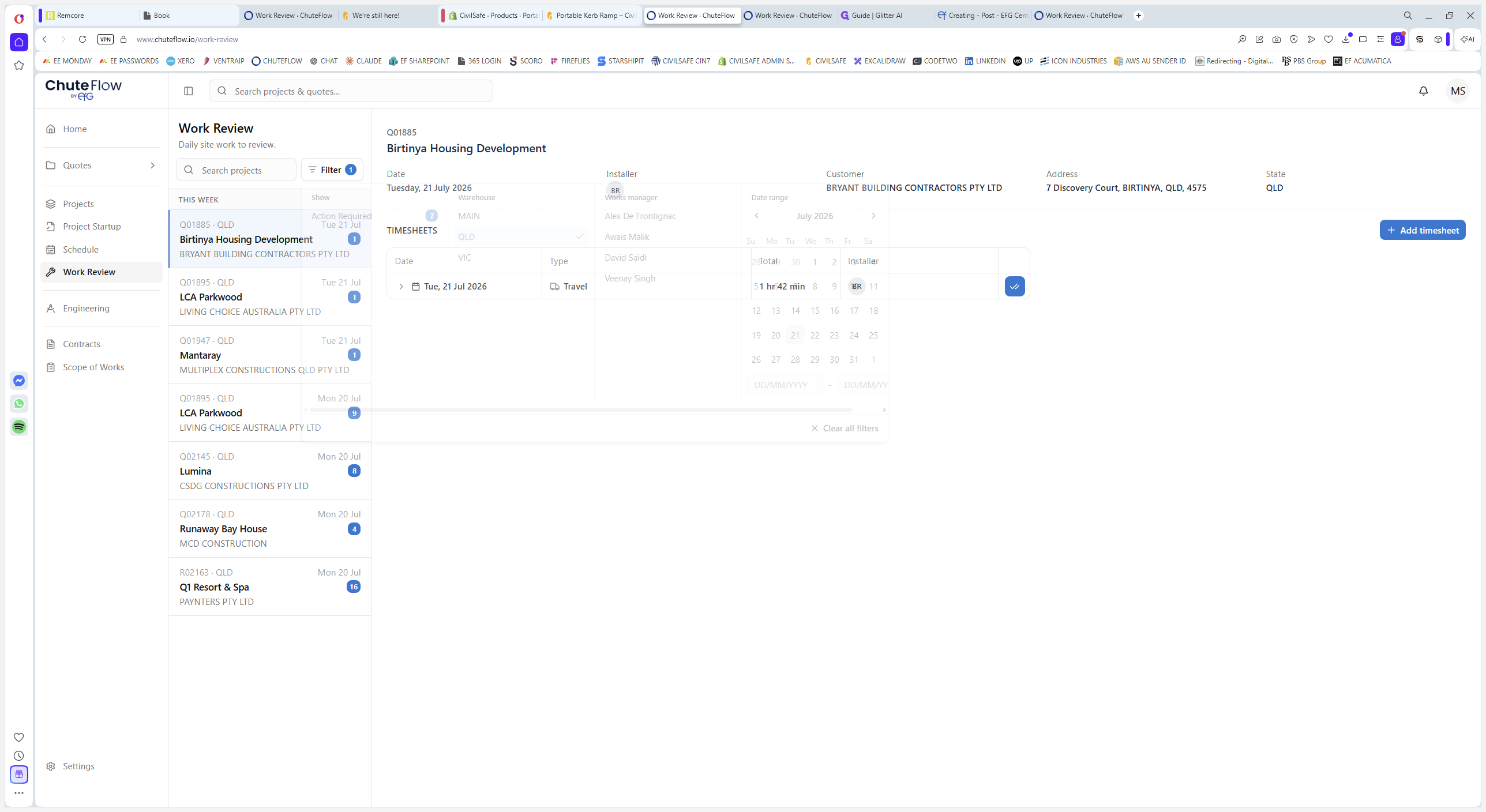 Step #3: Double-click on a project row in the inbox to open its detailed Work Review dashboard.