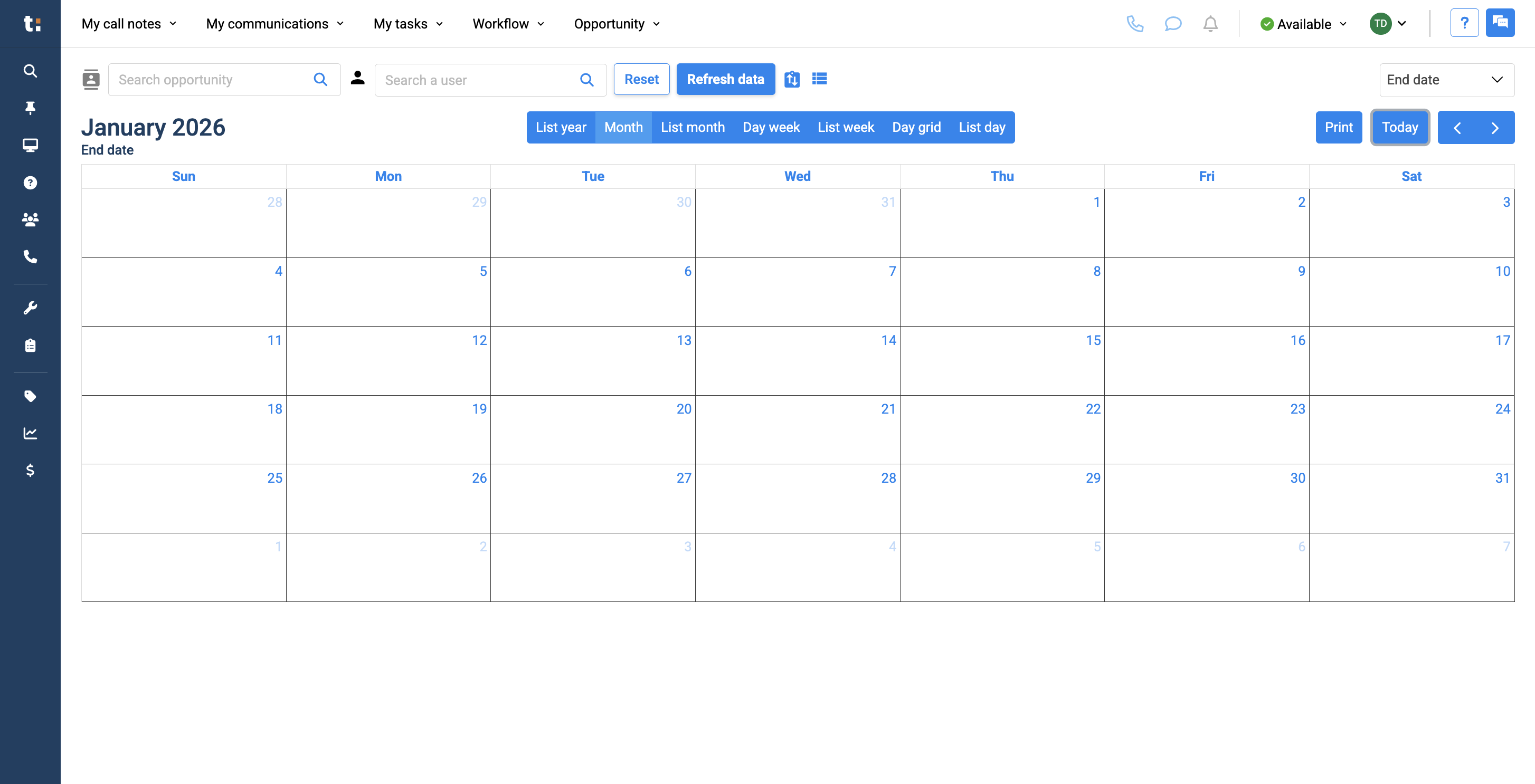 Step #14: To return to today's date, click the Today button.
