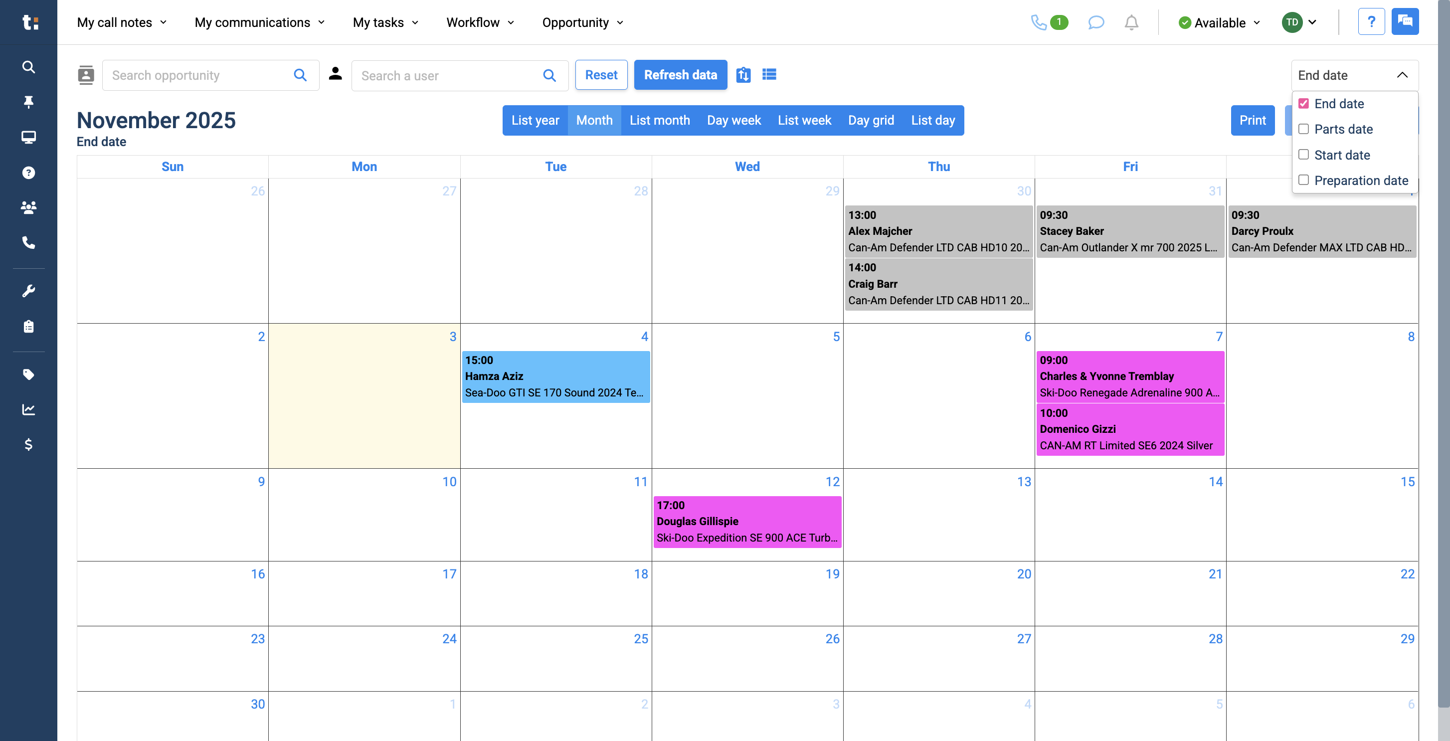 Step #5: You can view any date type by selecting it. The end date shows the delivery date, which is why this is your delivery calendar.