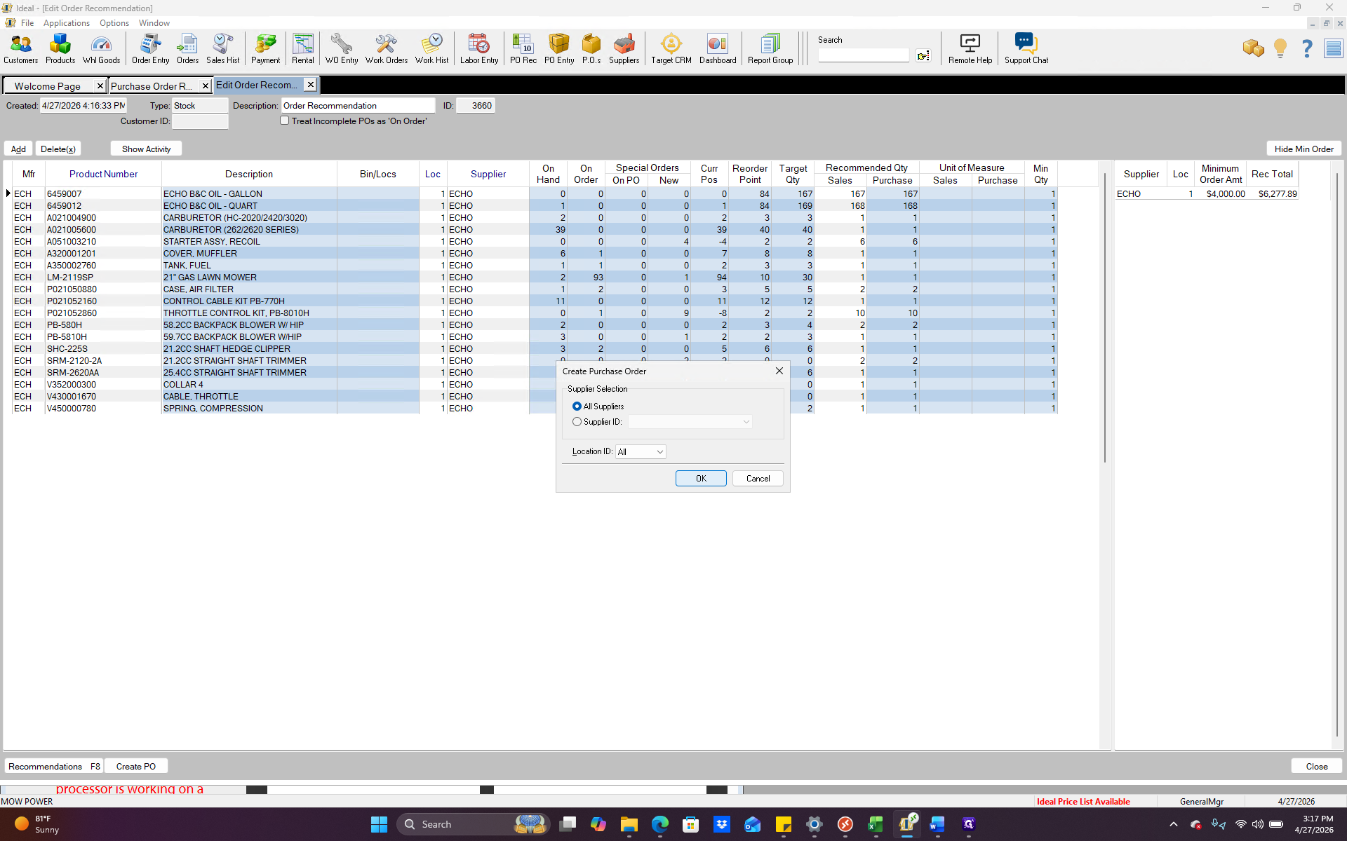 Step #9: Leave All suppliers selected and click OK.