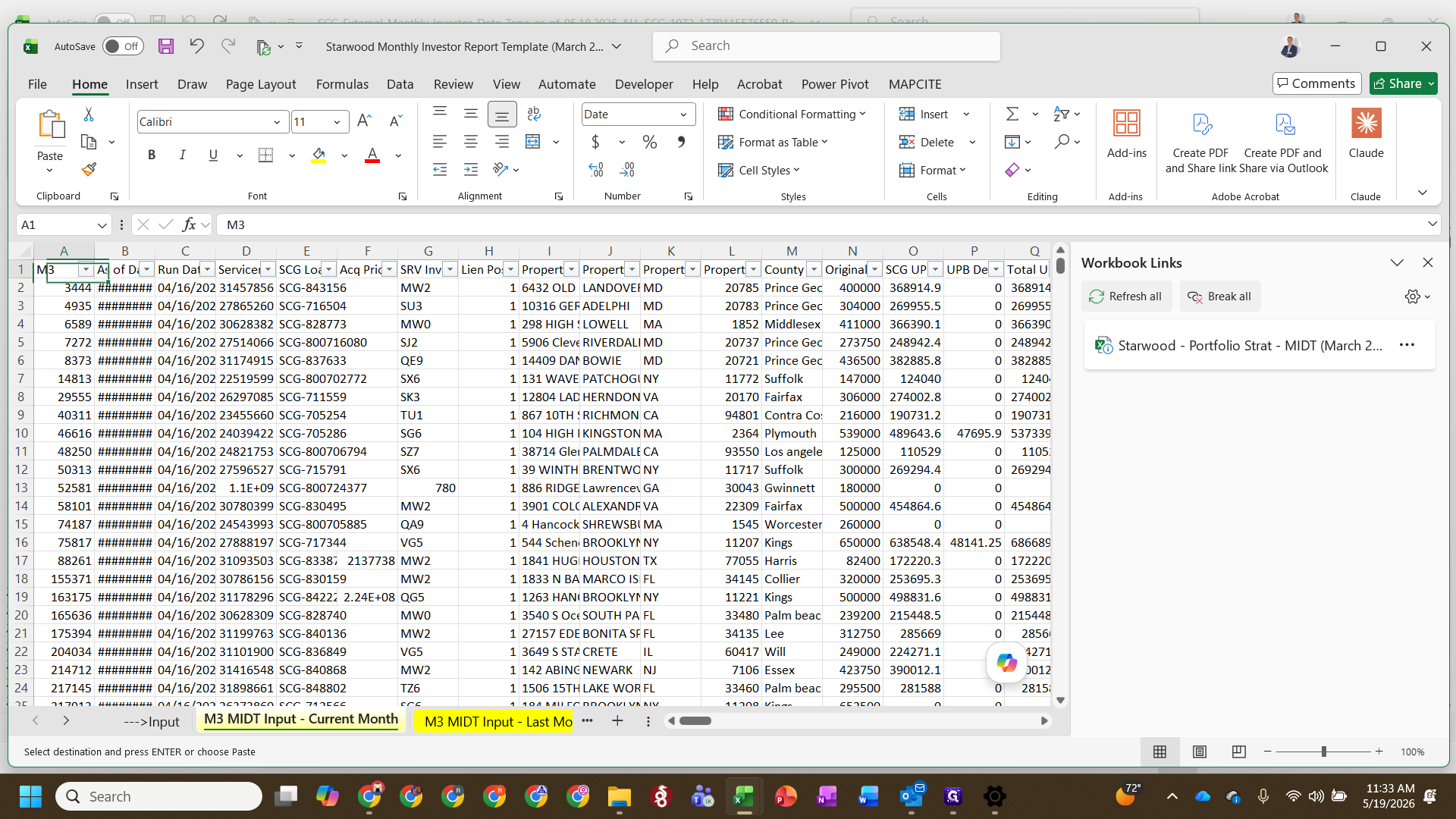 Step #15: Navigate to the yellow M3 MIDT Input - Current Month tab in your template.