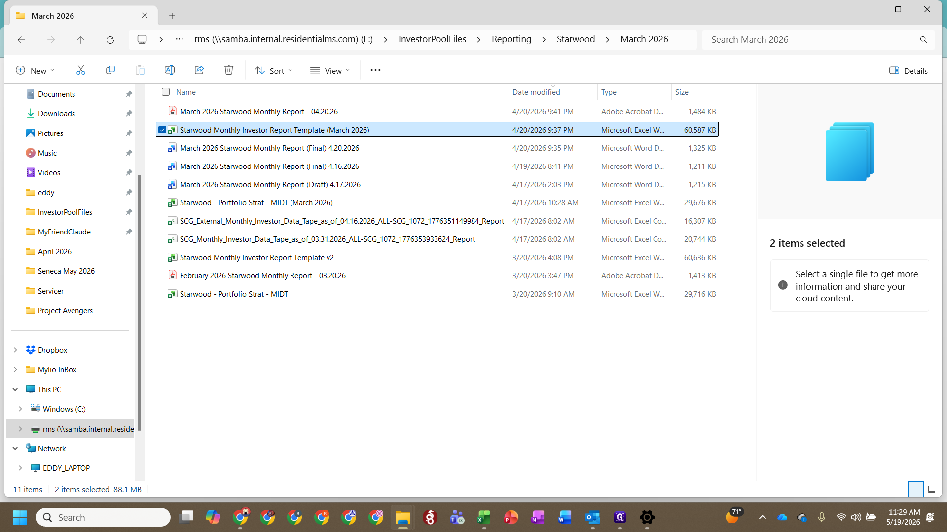 Step #8: Double-click on the Starwood Monthly Investor Report Template to open it.