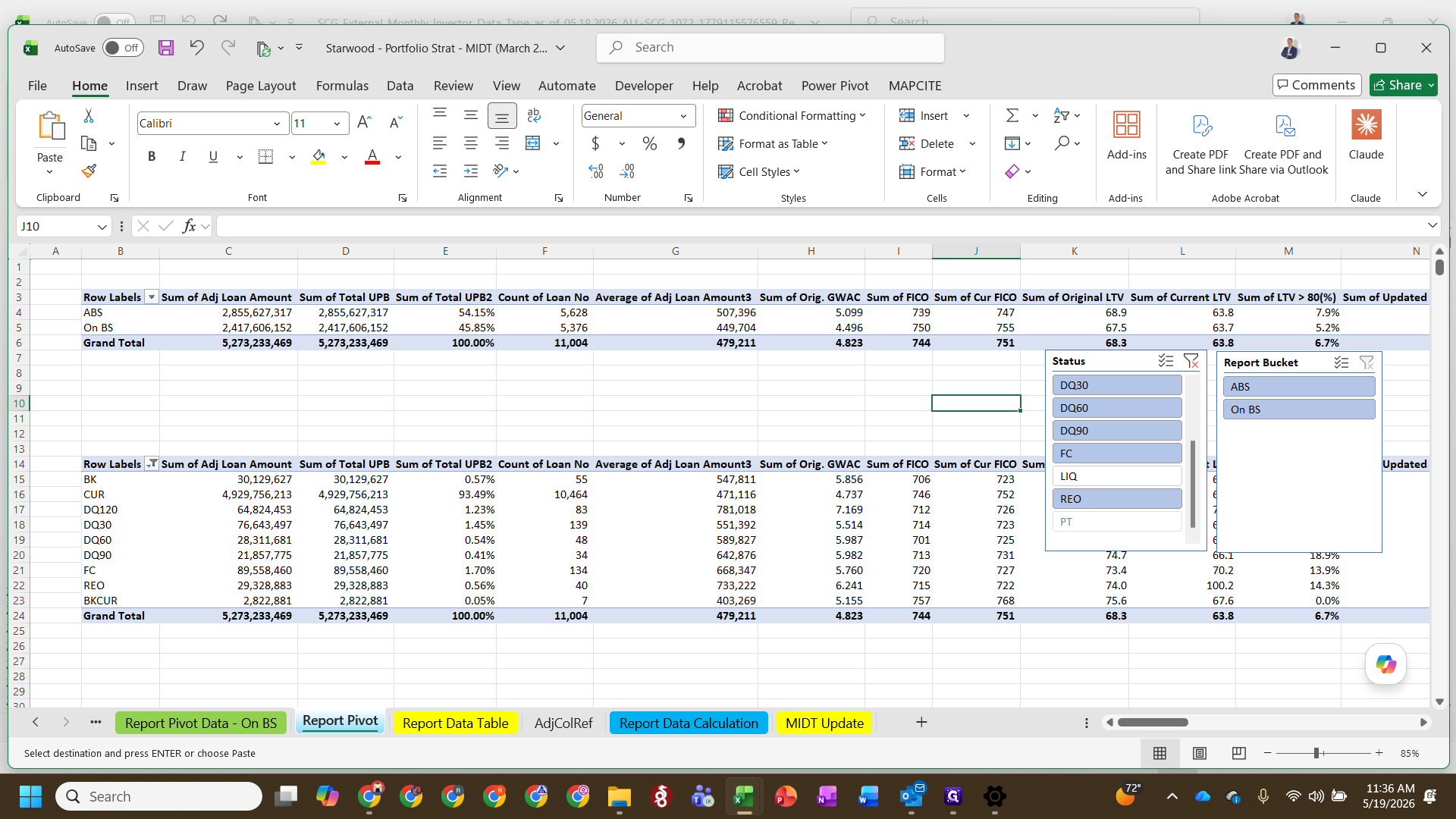 Step #21: Use the provided slicers to quickly filter the final validation data by Status or Report Bucket.