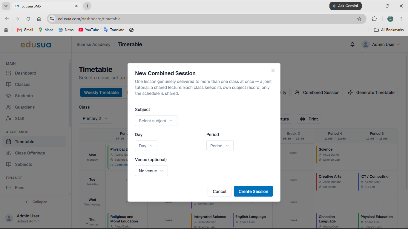 Step #2: Click the Select subject dropdown menu.