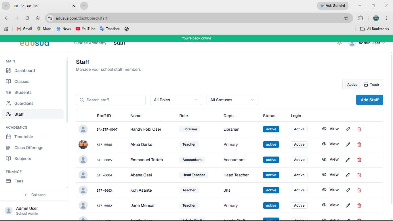 Step #1: Click Add Staff.