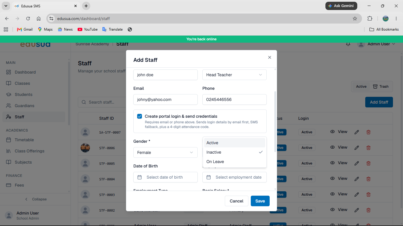 Step #10: Click Active in the Status menu.