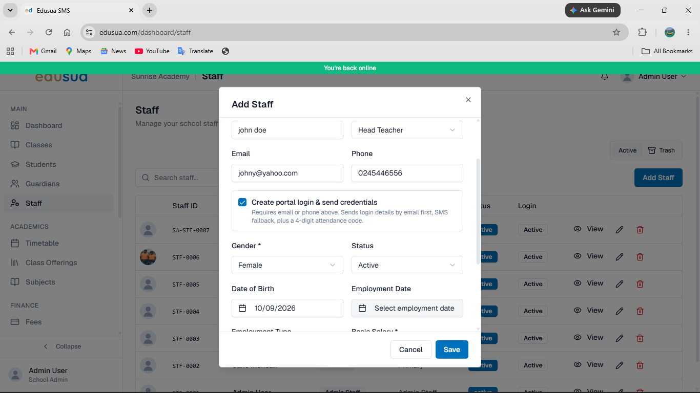 Step #13: Click Select employment date to choose the employee's start date.