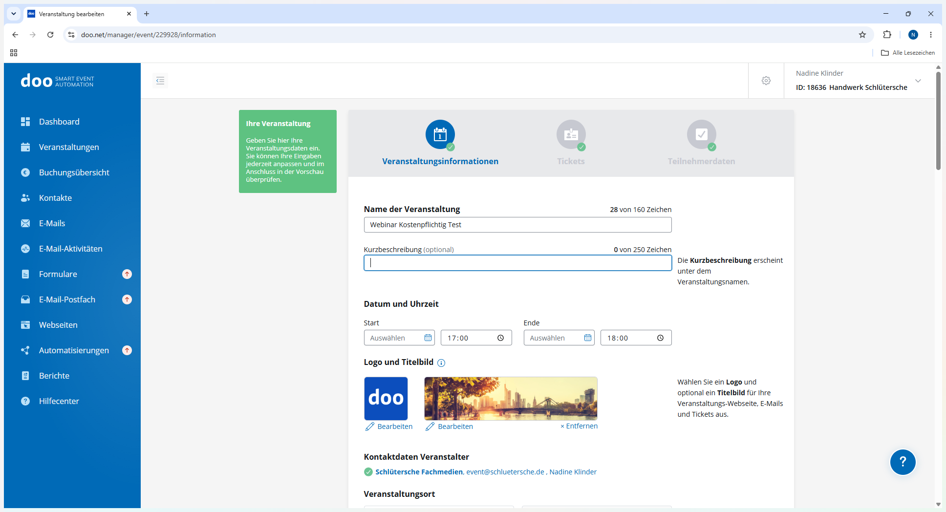 Step #3: Gib den Namen des Webinars sowie eine kurze Beschreibung ein.