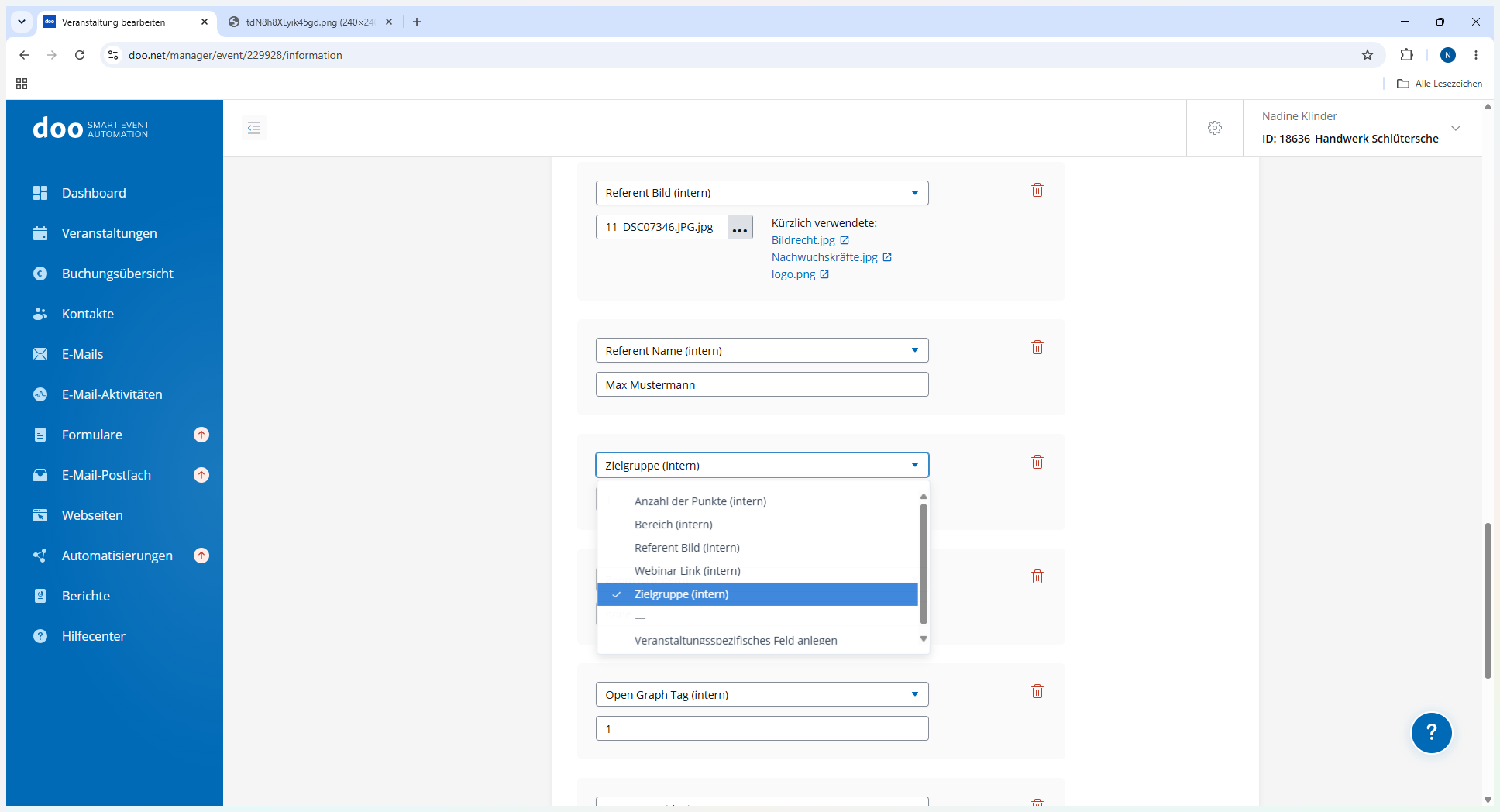 Step #13: Gib im Dropdown-Menü deine definierte Zielgruppe für das Event an.