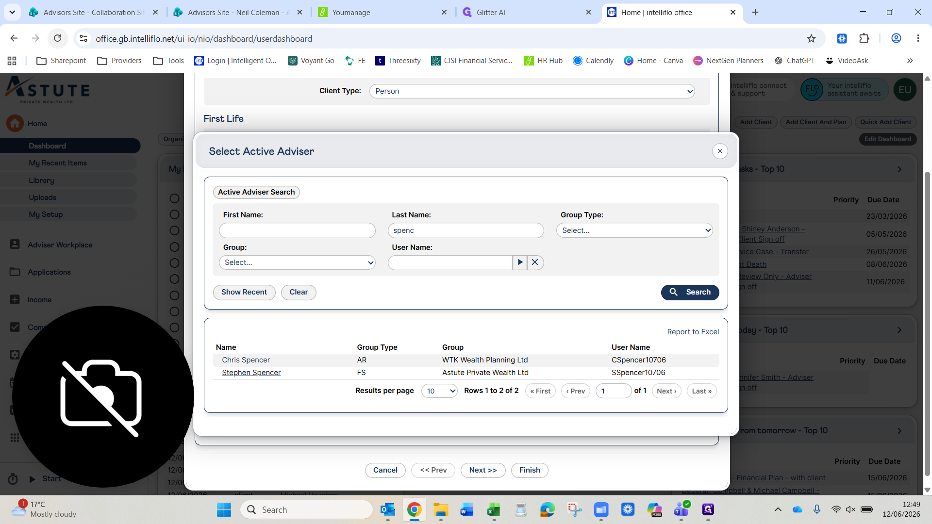 Step #5: Search for and select the appropriate adviser for this client.