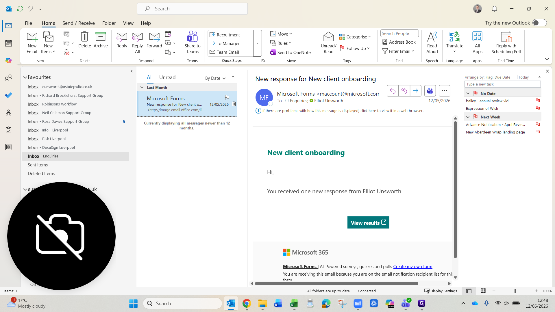 Step #1: Right-click the new inquiry email and select a category to assign it to yourself.