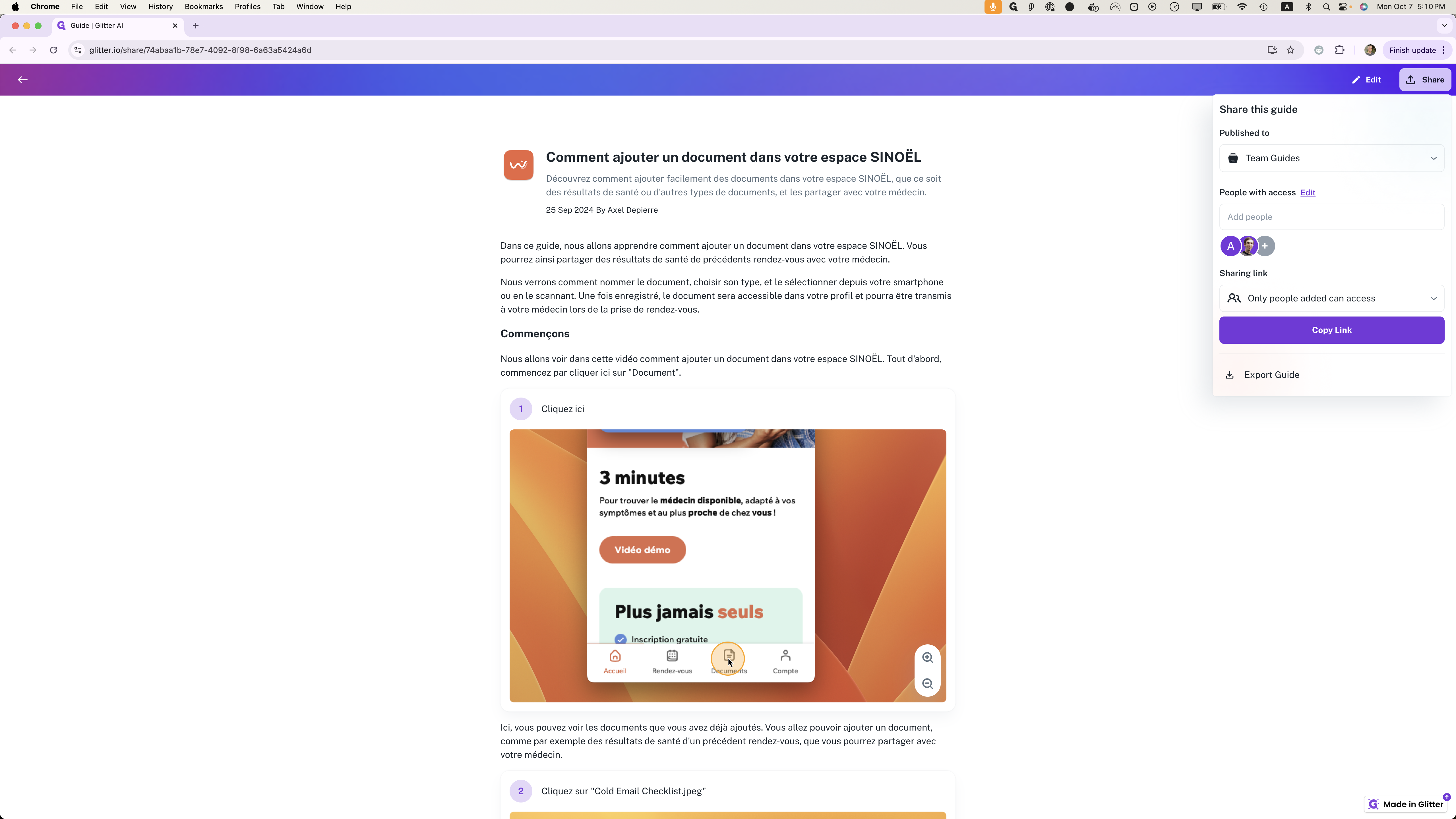 Step #2: Click on "Edit" next to "People with access"