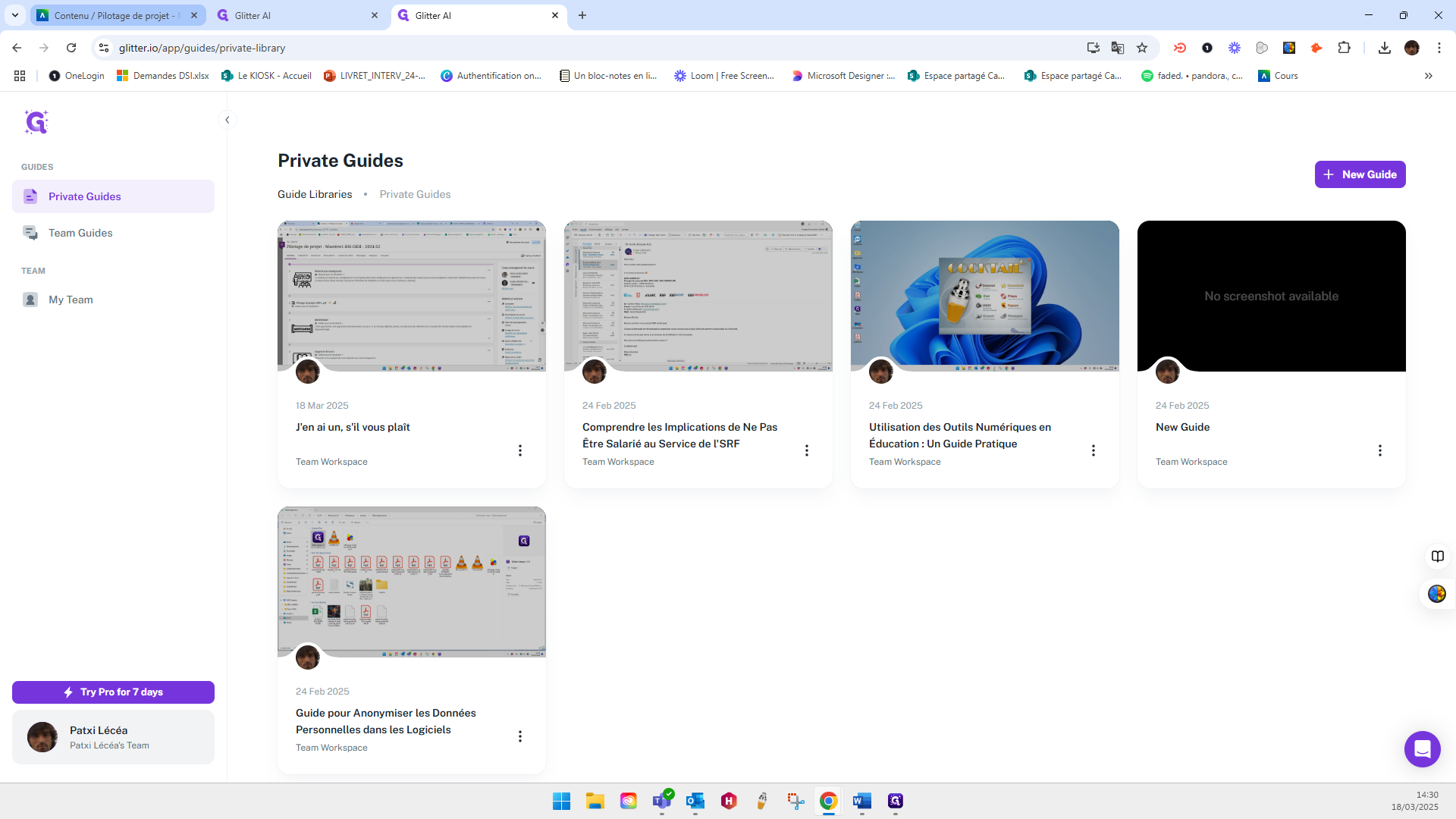Step #1: Click on "A Contenu / Pilotage de projet"