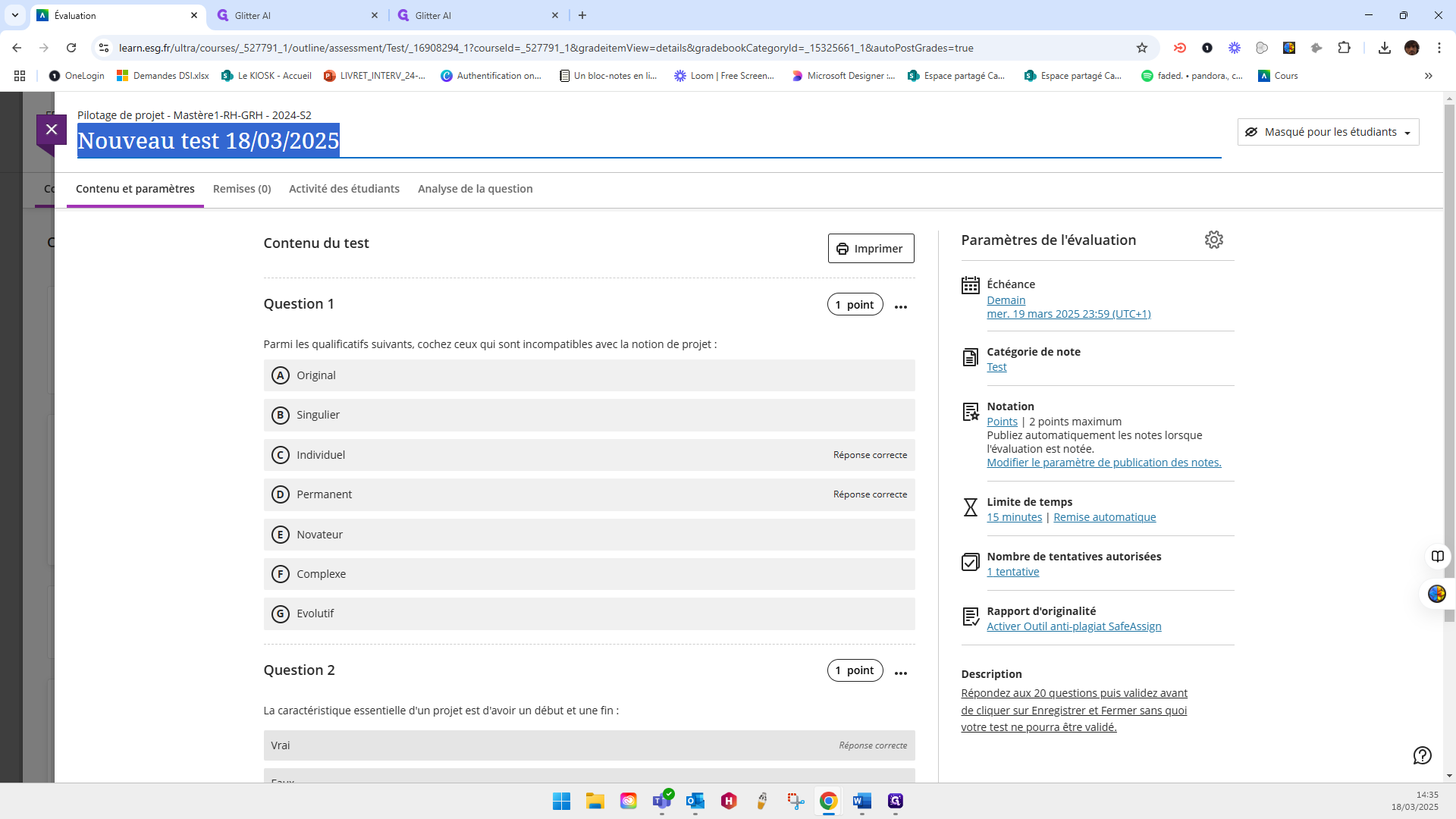 Step #48: Double-click on "Nouveau test 18/03/2025"