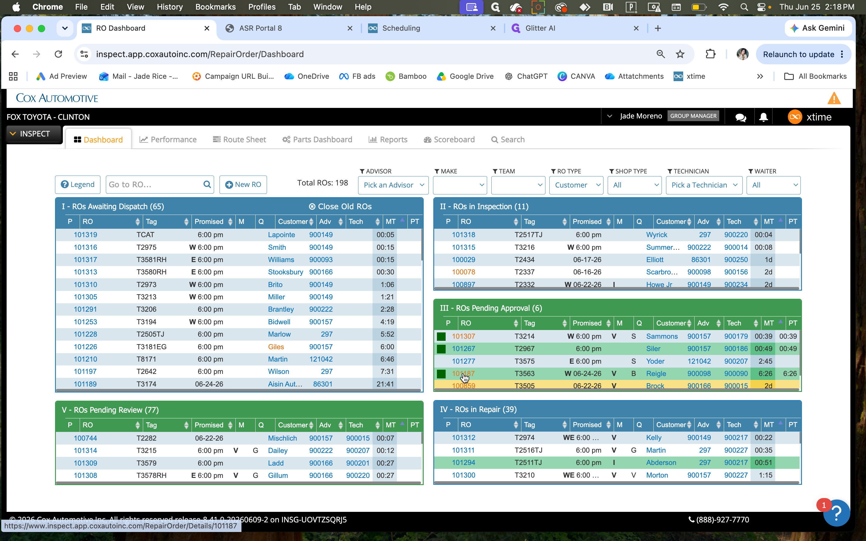 Step #14: To check for customer activity later, reopen the specific repair order from the dashboard.