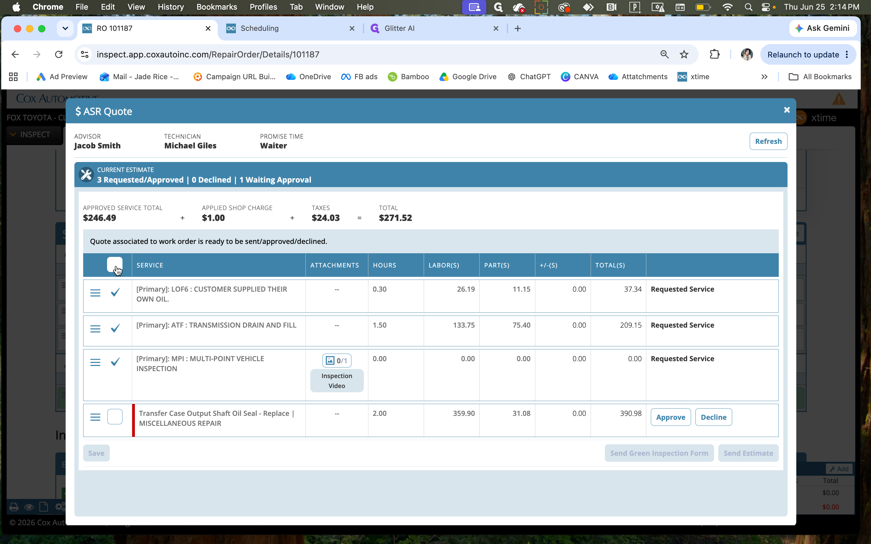 Step #3: Select the checkbox in the header row to include all recommended services in the quote.