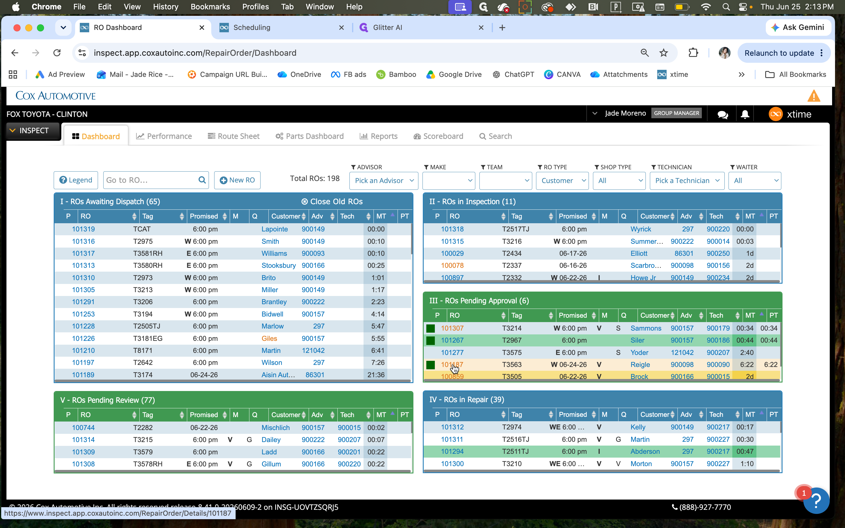 Step #1: In the Inspect dashboard, locate the relevant repair order under the ROs Pending Approval section and click on it.