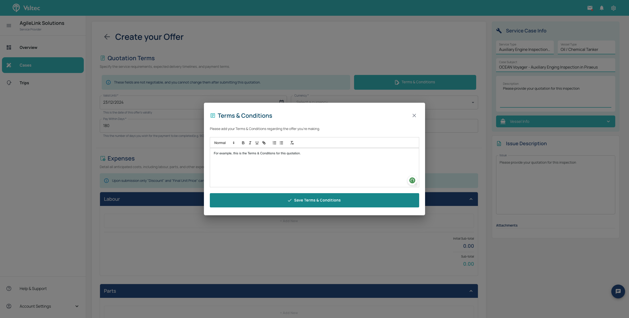 Step #6: Click on "✓ Save Terms & Conditions"