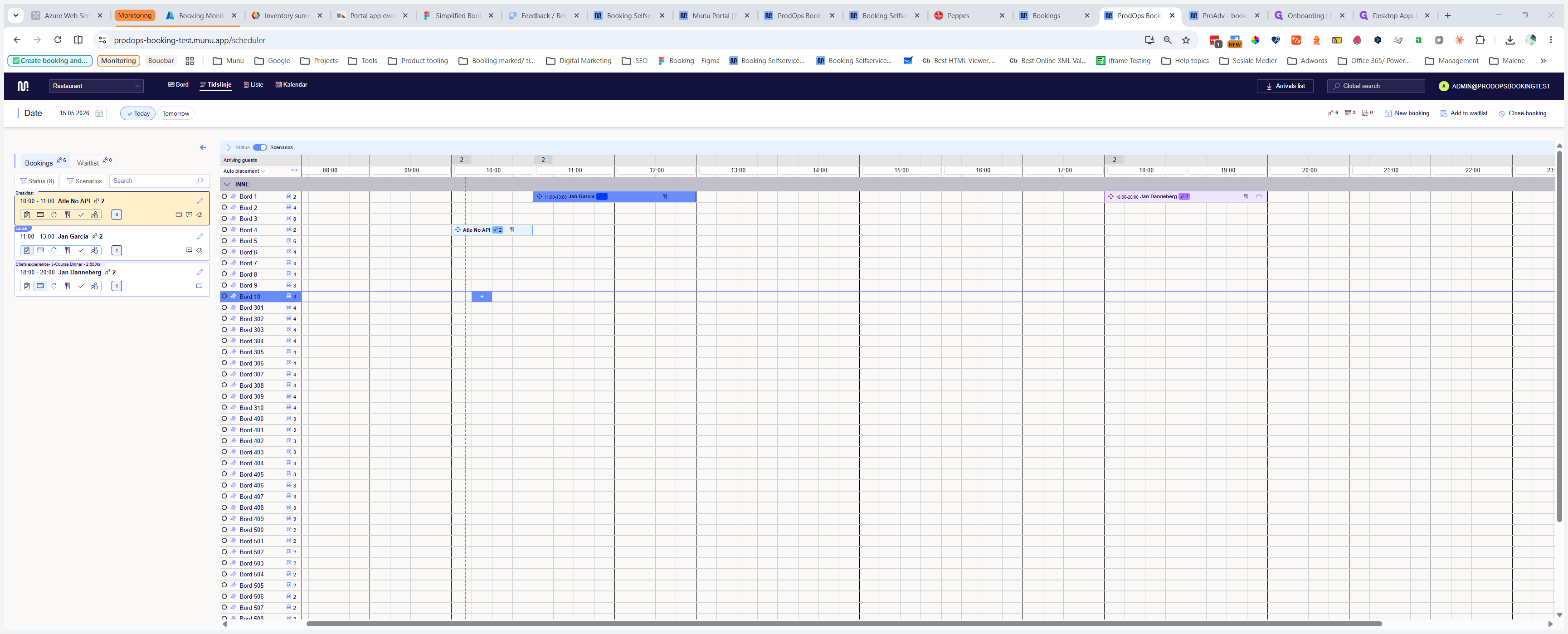 Step #1: Hover over an empty time slot for your desired table and click the + icon to open a new booking.