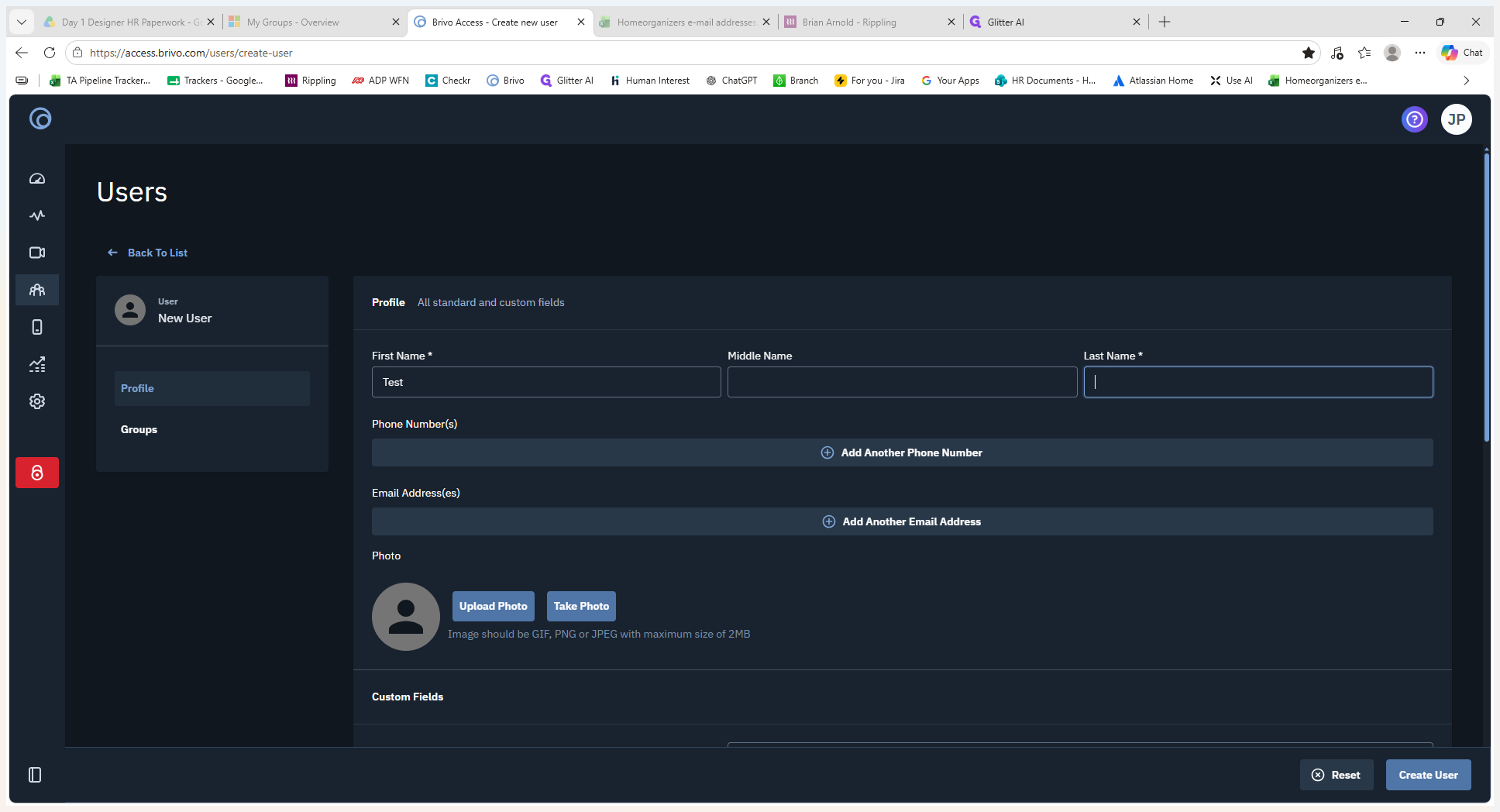 Step #4: Type the user's last name in the Last Name field.