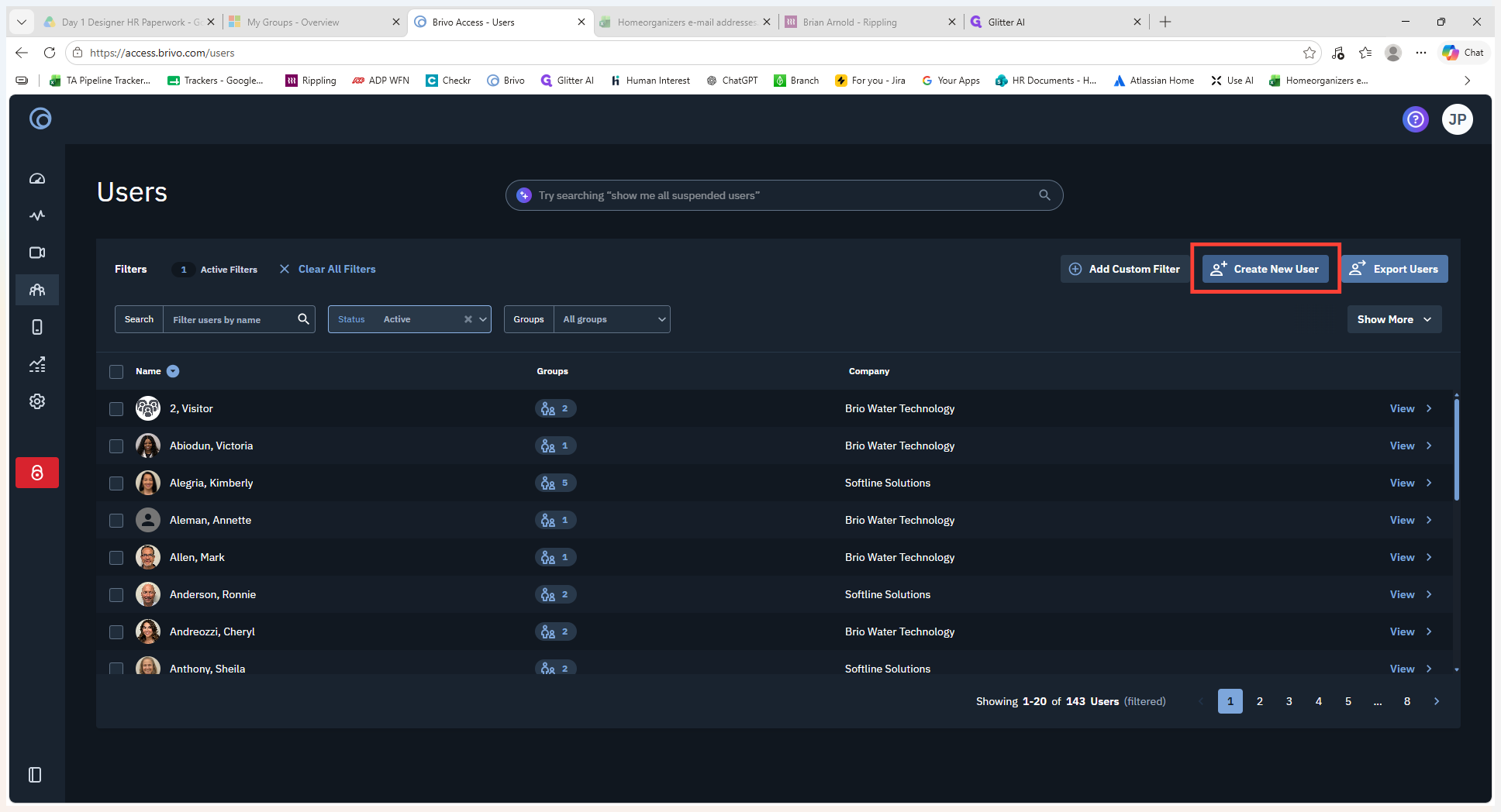 Step #2: Click the + Create New User button located in the top right corner.