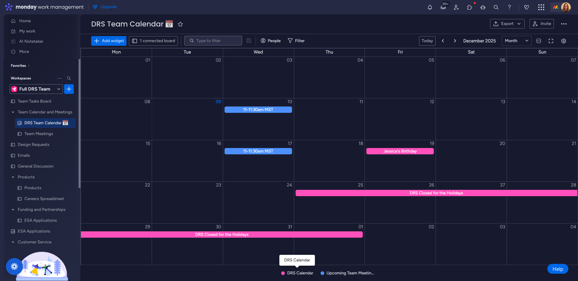 Step #3: Click on "⚫ DRS Calendar"