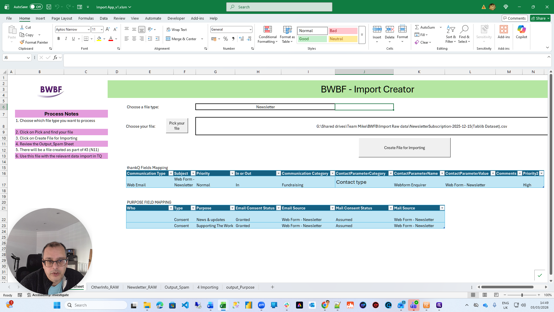 Step #10: Click on "Create File for Importing"